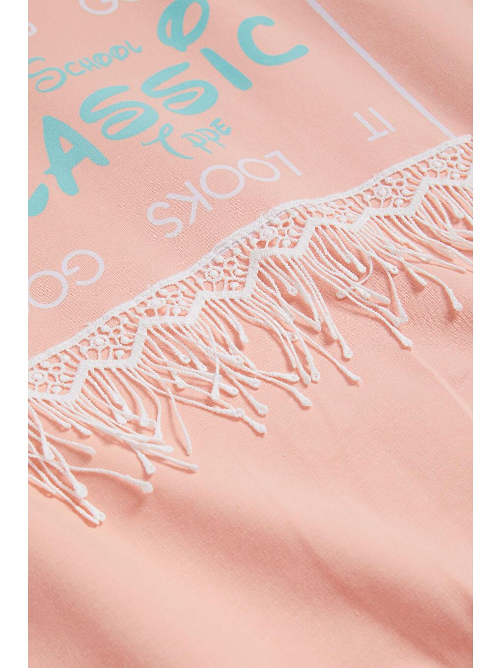 Pembe Somon Yazı Baskılı Püsküllü Kız Çocuk Sweatshirt 16308-1