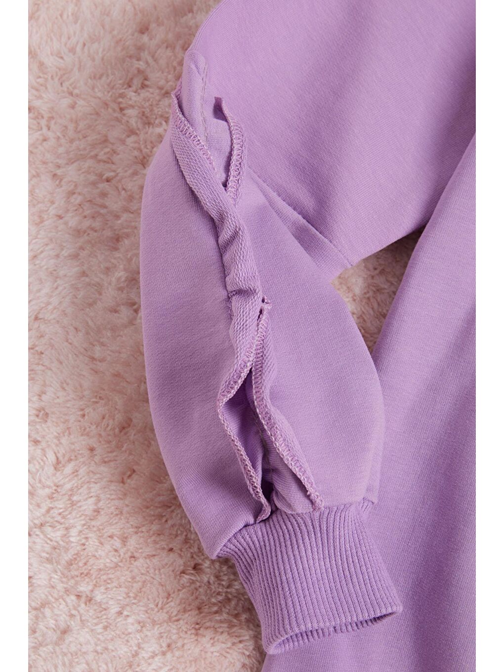 Lila Çiçek Nakışlı Uzun Kol Kız Çocuk Sweatshirt 16307-2