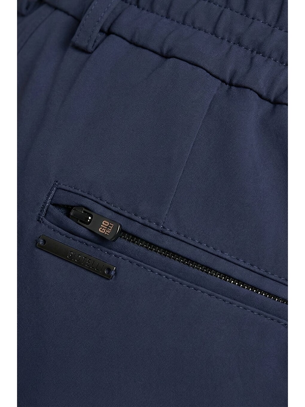 Giotelli Erkek Lacivert Dar Kesim Slim Fit Dokuma Yan Cep Normal Bel 6 Drop Pantolon-2