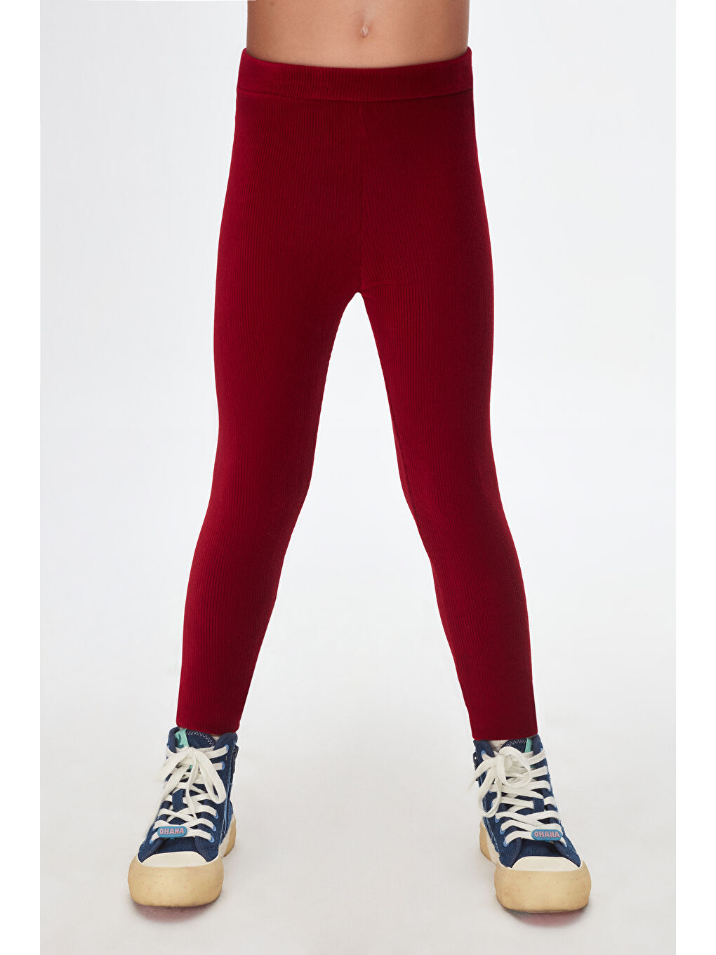 Bordo Kız Çocuk Fitilli Kadife Tayt