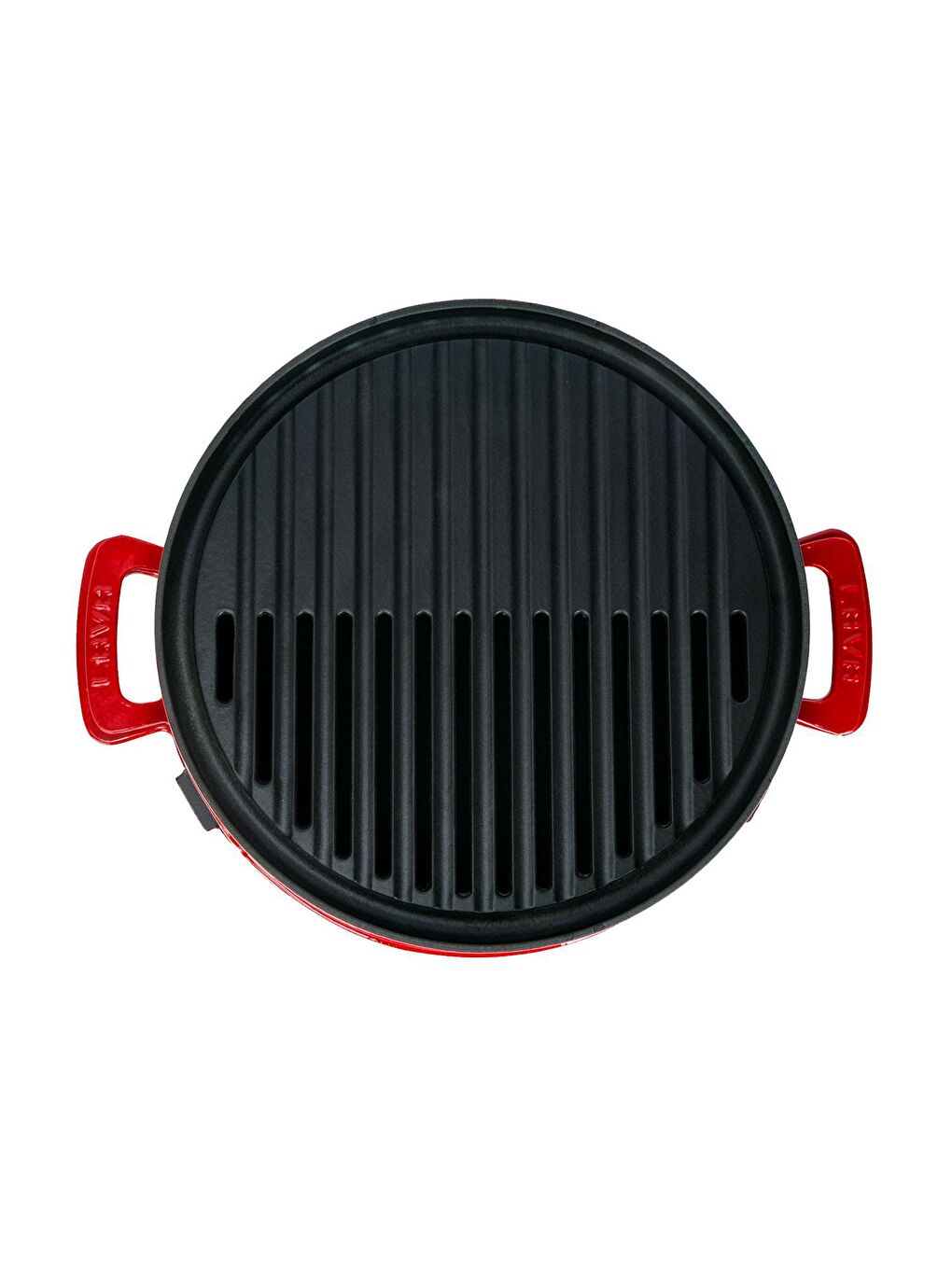 Kırmızı Yuvarlak Mangal Izgara Set Döküm Demir Yekpare Çift Kulplu Çap (Ø)36cm.-3