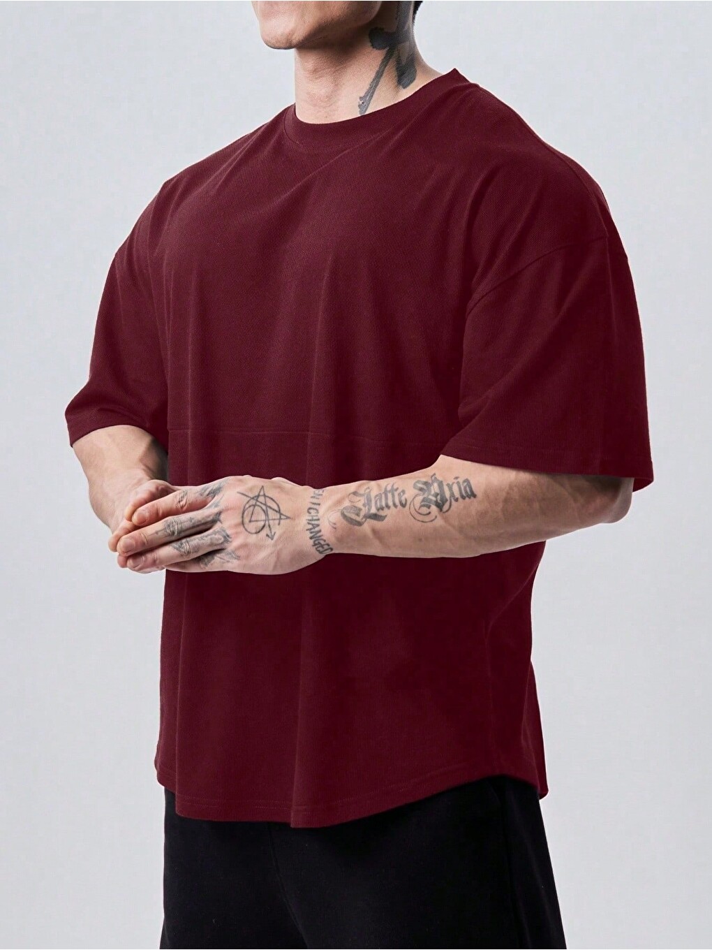 Bordo Genius Erkek Spor Tişört Oversize Fitness & Gym Antrenman Tişörtü KAPPA001-1