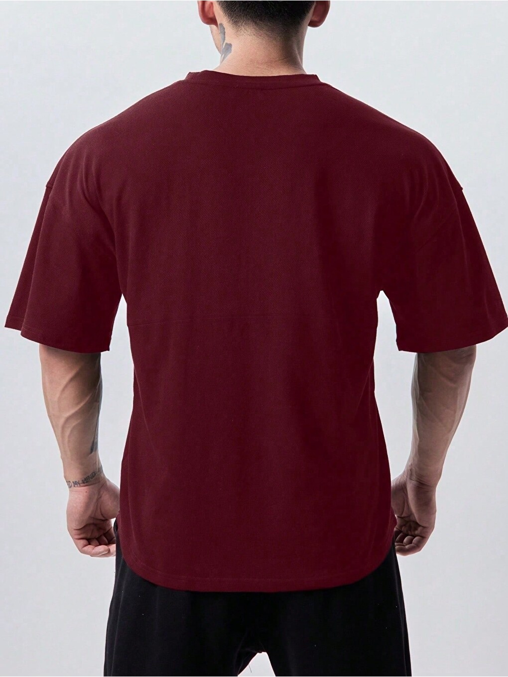 Bordo Genius Erkek Spor Tişört Oversize Fitness & Gym Antrenman Tişörtü KAPPA001-3