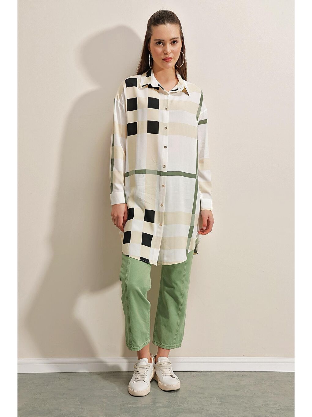 5599 Desenli Tunik - A.Haki-1