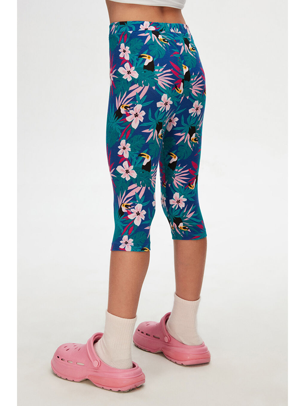 Karışık Kız Çocuk Tropical Parrot Desen Kapri-2