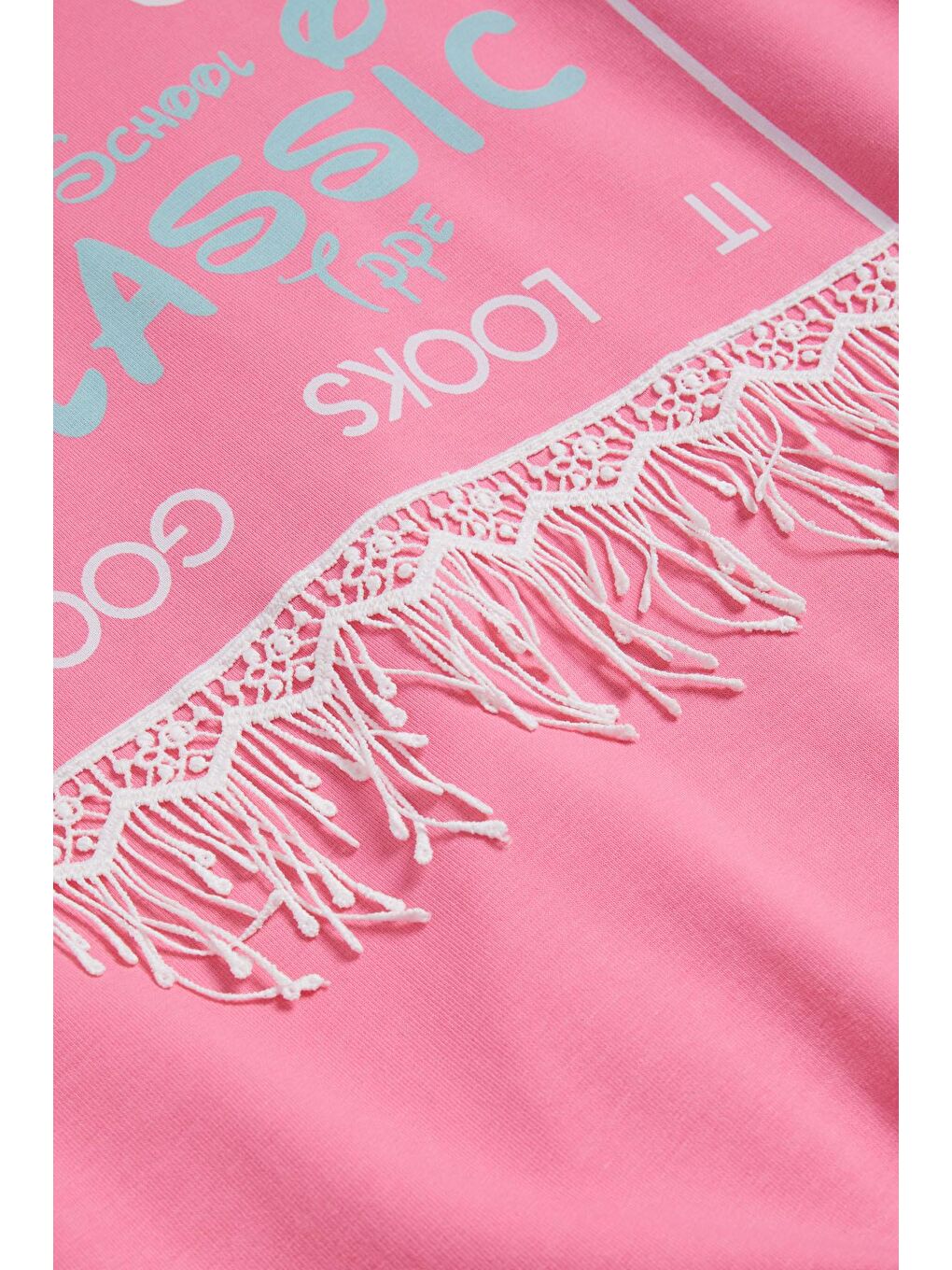 Pembe Yazı Baskılı Püsküllü Kız Çocuk Sweatshirt 16311-1