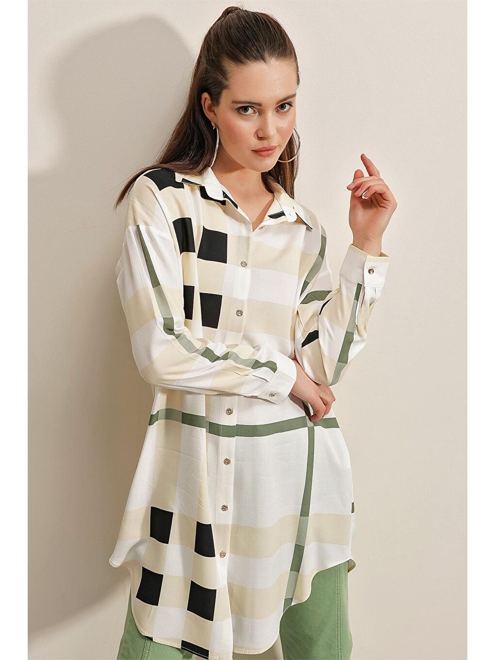 5599 Desenli Tunik - A.Haki-3