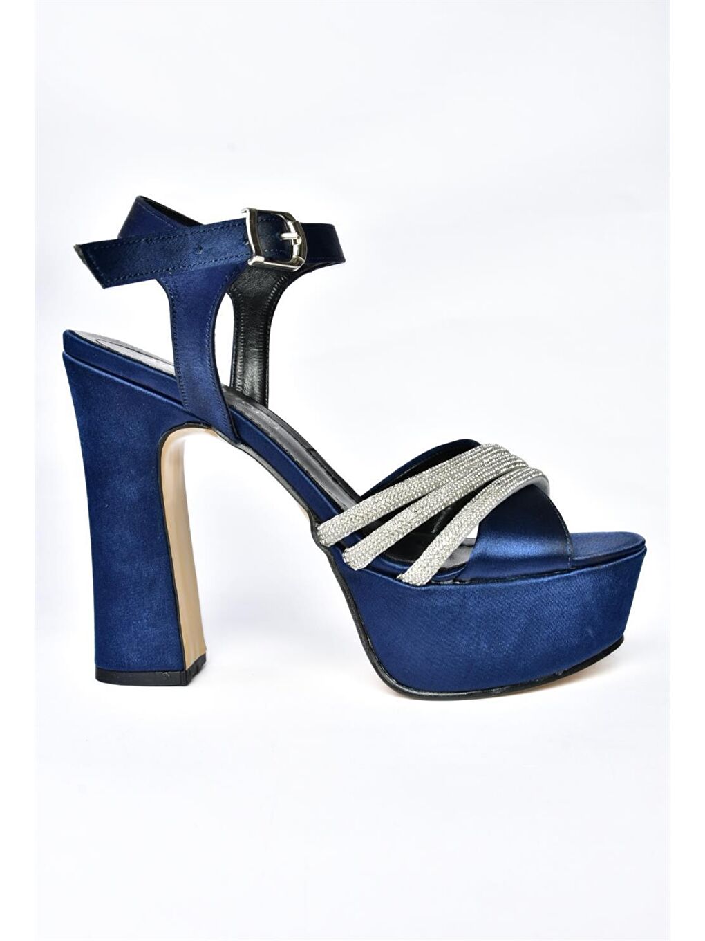 P246057504 Lacivert Kumaş Platform Topuklu Kadın Abiye Ayakkabı-4