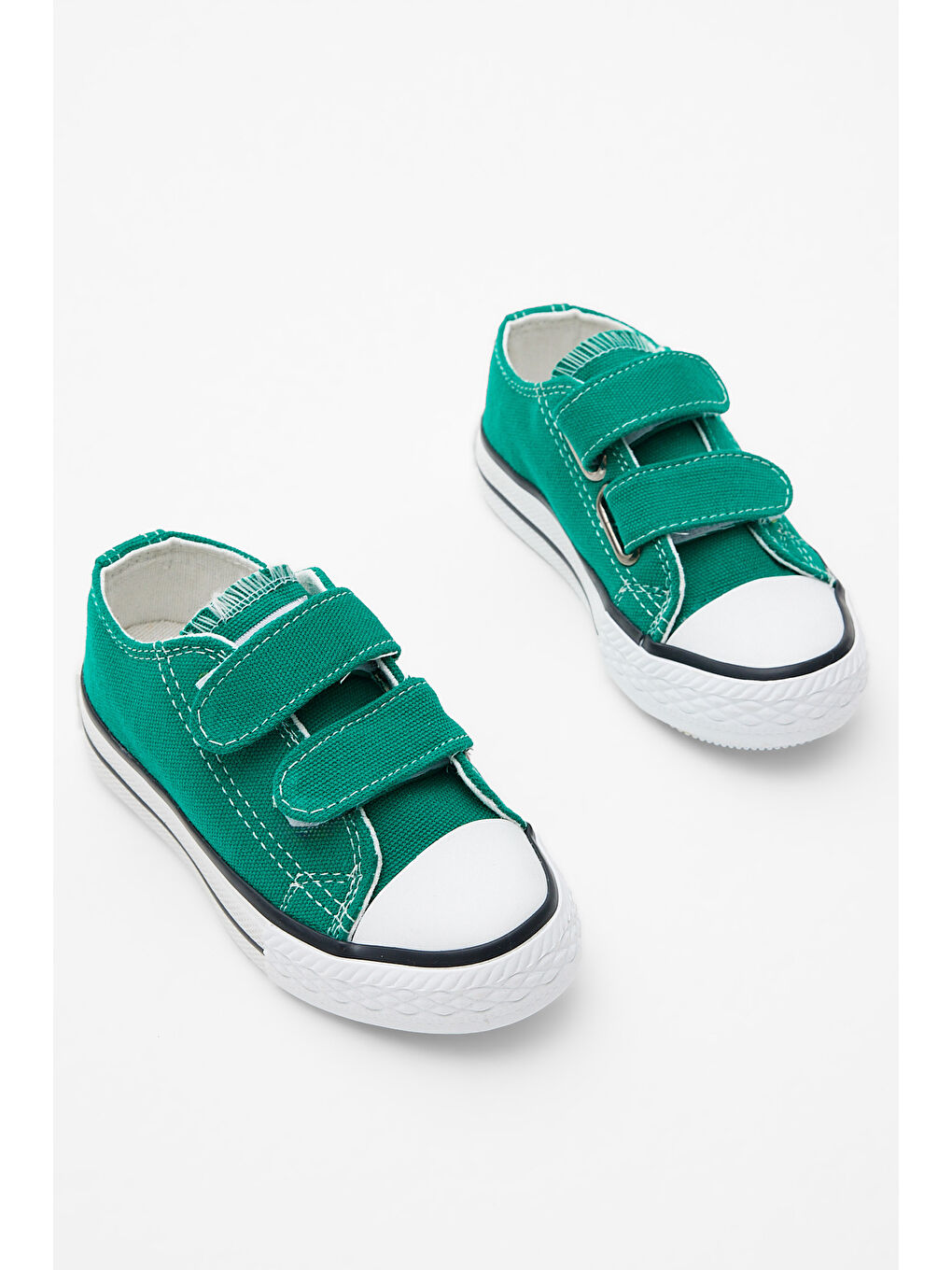 Çocuk Unisex Yeşil Kauçuk Taban Keten Cırtlı Spor Ayakkabı-3