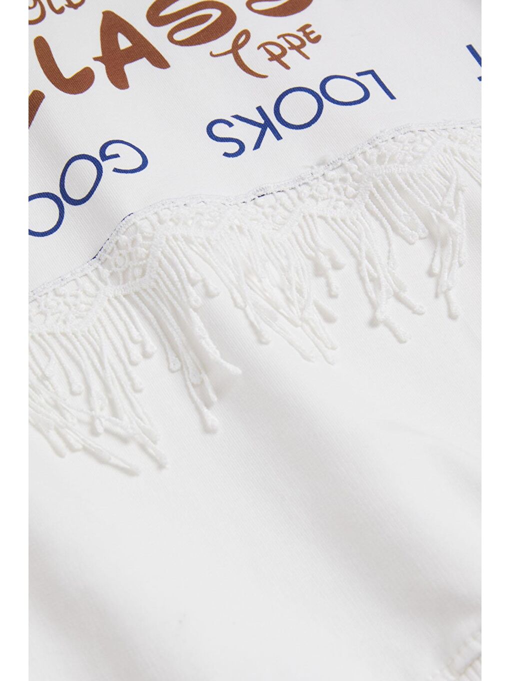 Ekru Yazı Baskılı Püsküllü Kız Çocuk Sweatshirt 16312-2