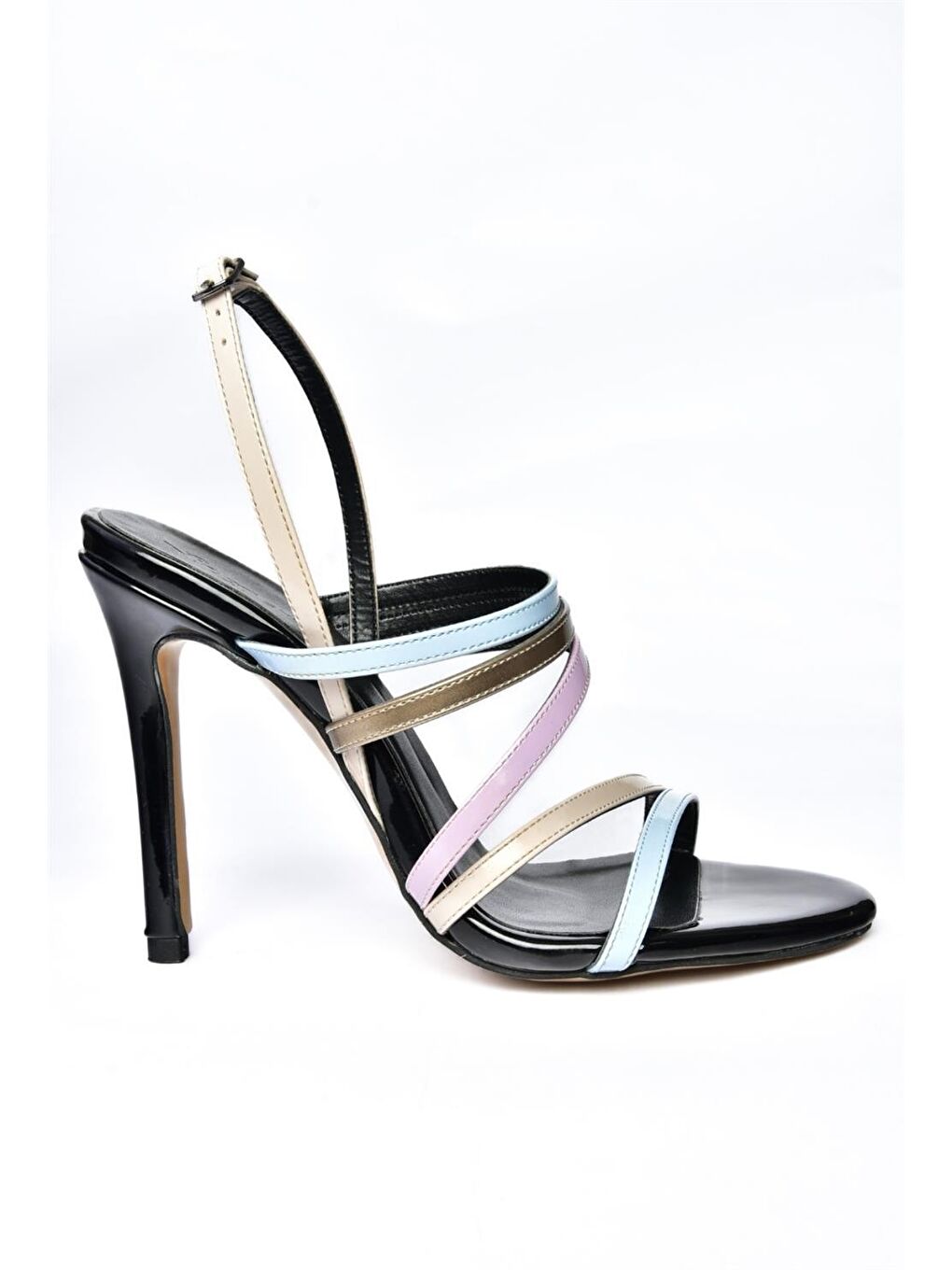 P404940008 Siyah Rugan İnce Topuklu Kadın Abiye Ayakkabı-4