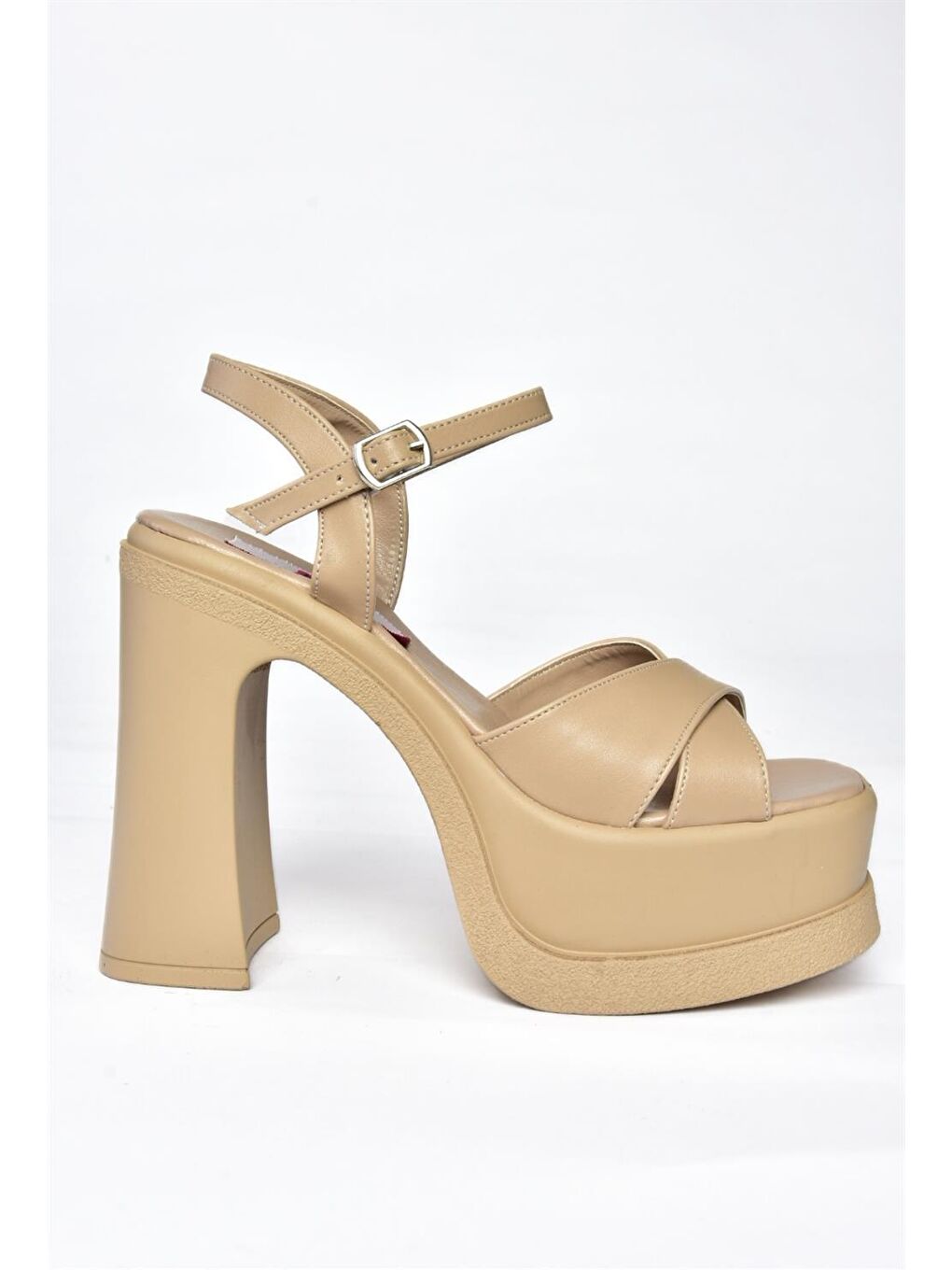 Bej P820691009 Ten Kalın Topuklu Kadın Ayakkabı-4