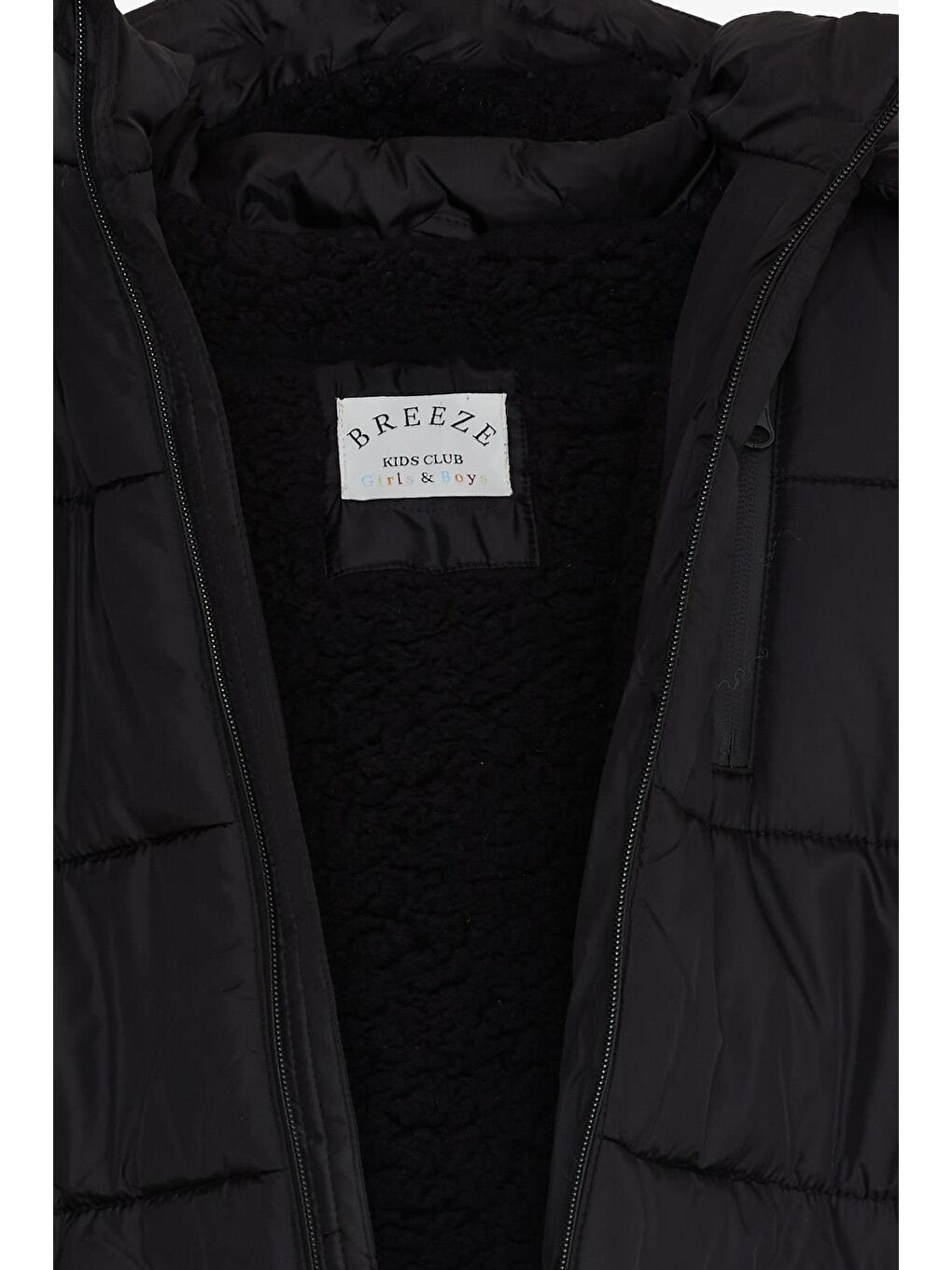 Erkek Çocuk Mont Kapüşonlu Fermuarlı Cepli Siyah (4-9 Yaş)-3
