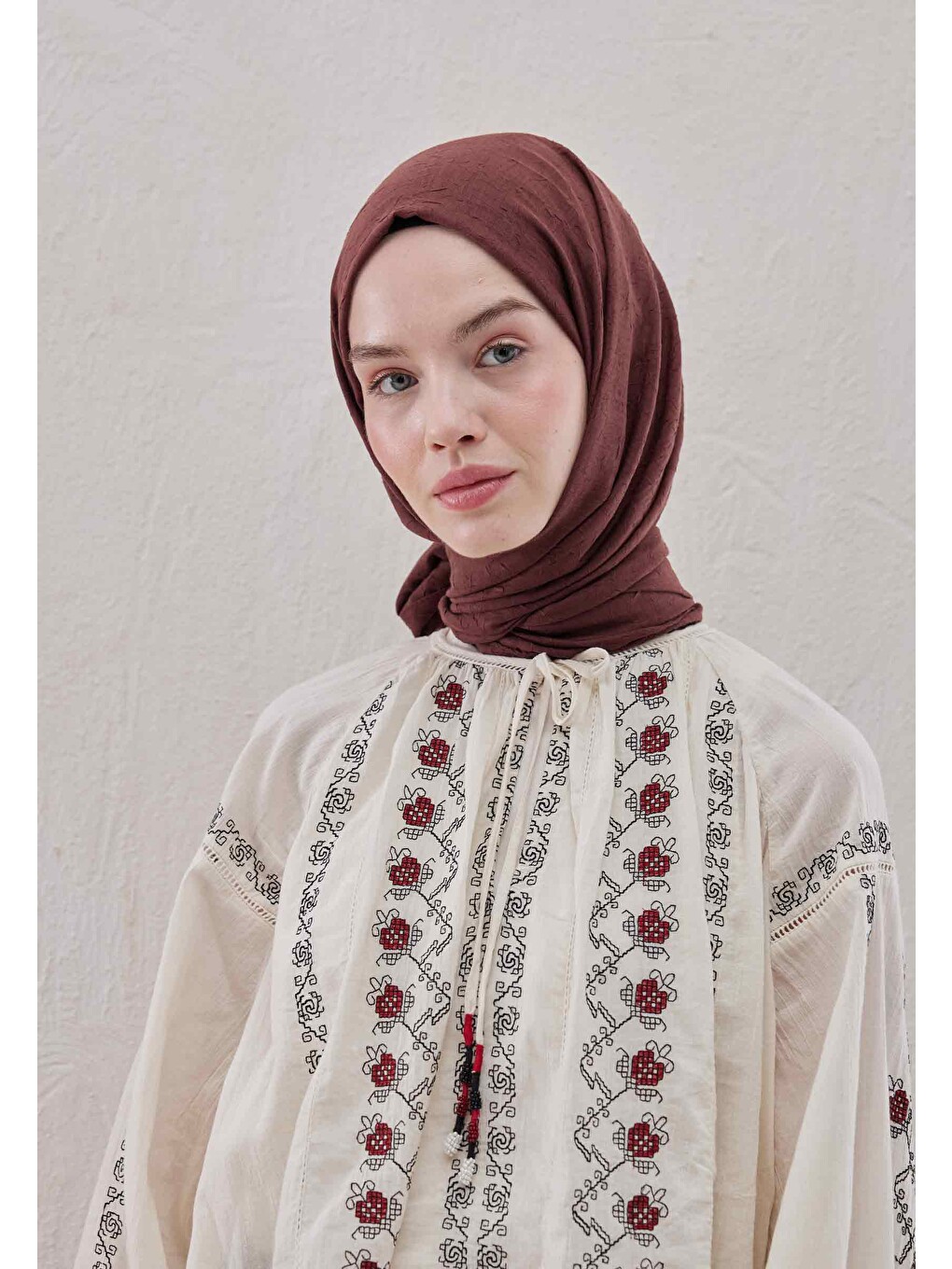 Kahverengi Bambu Şal Kızılcık-1