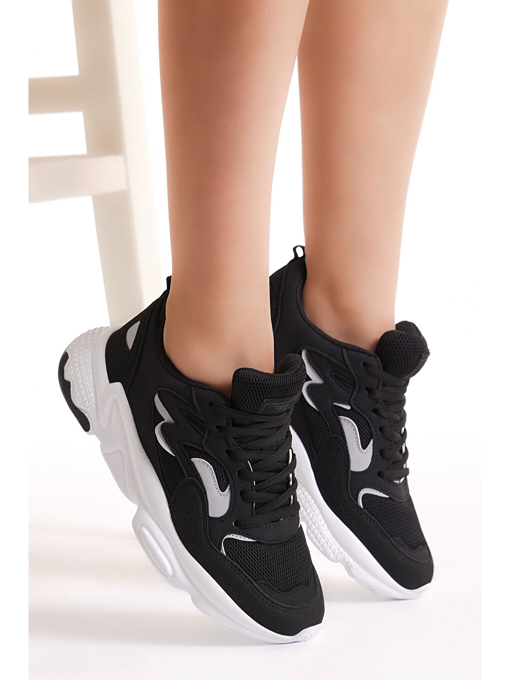 Unisex Siyah Beyaz Spor Ayakkabı Tb251-2