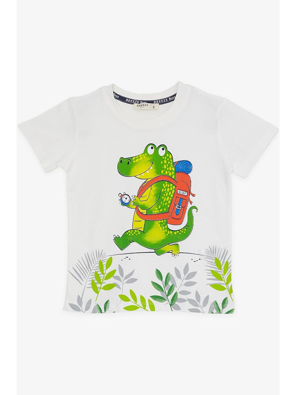 Erkek Çocuk Şortlu Takım Kampçı Timsah Baskılı Beyaz (2-6 Yaş)-2