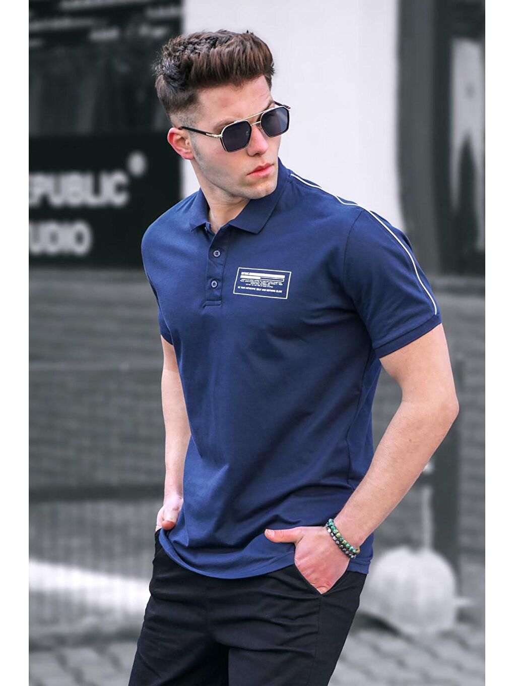 Lacivert Polo Yaka Erkek Tişört