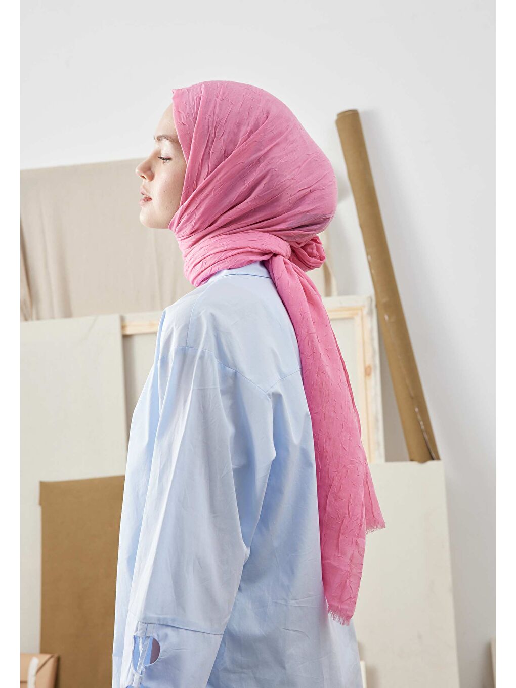 Bambu Şal Pembe-3