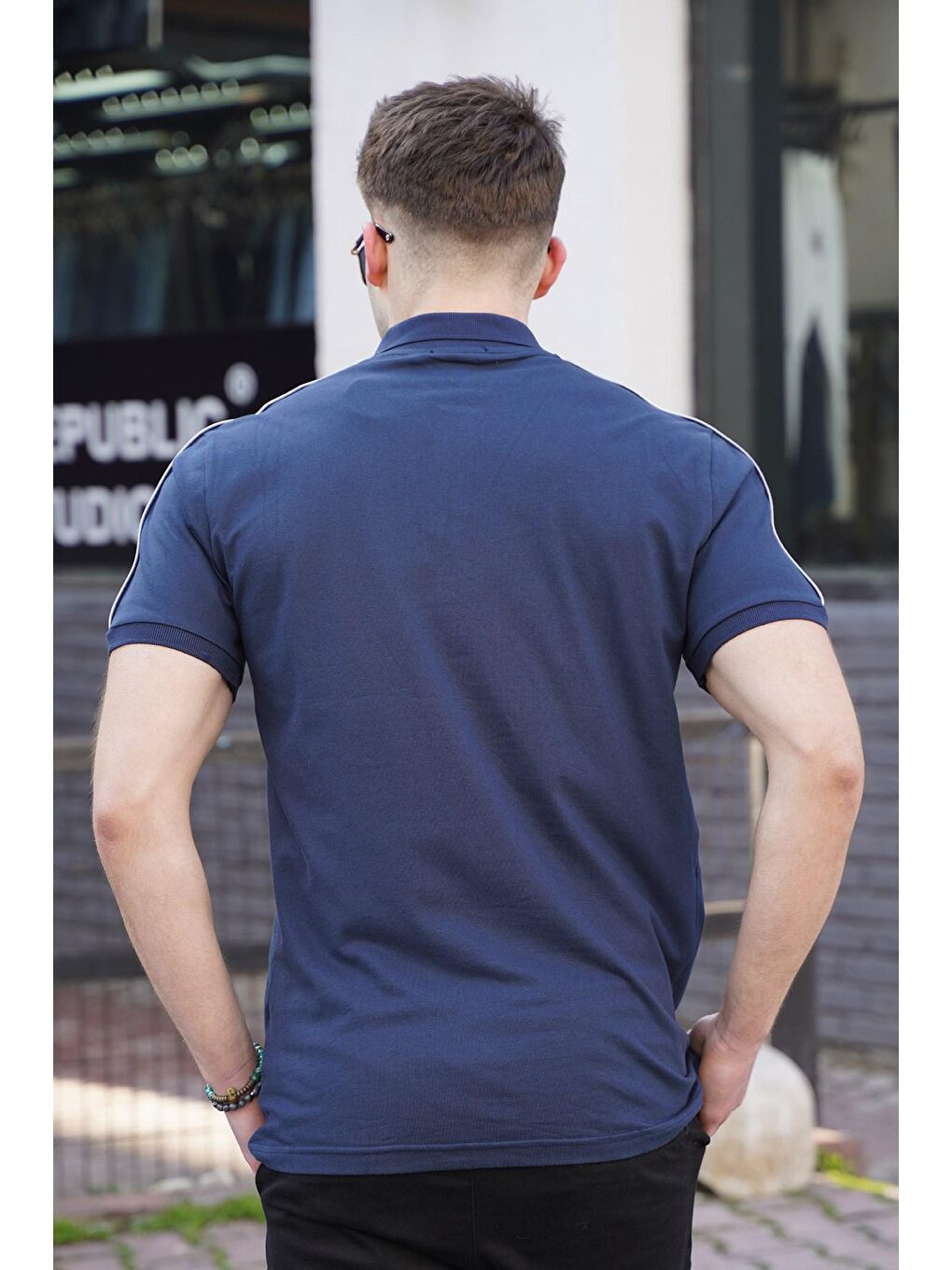 Lacivert Polo Yaka Erkek Tişört-2