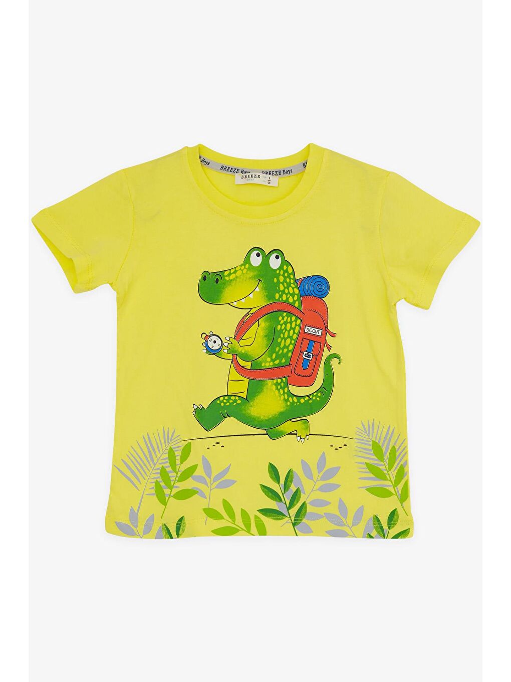 Erkek Çocuk Şortlu Takım Kampçı Timsah Baskılı Neon Sarı (2-5 Yaş)-2