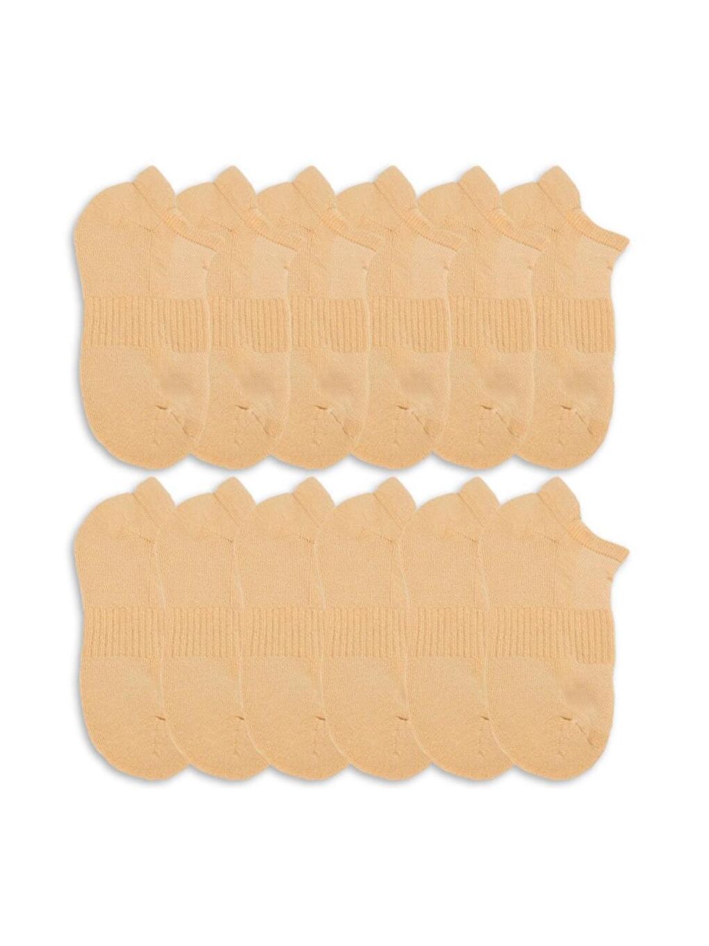 12'li Havlu Kafes Kadın Patik Çoraplar Açık Kahverengi