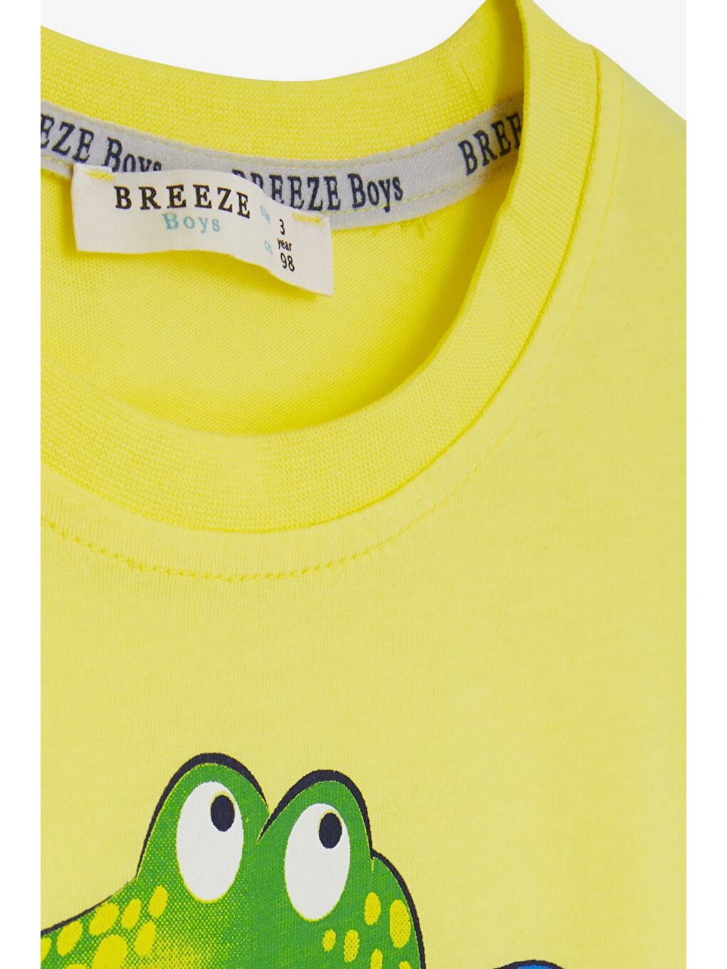 Erkek Çocuk Şortlu Takım Kampçı Timsah Baskılı Neon Sarı (2-5 Yaş)-4