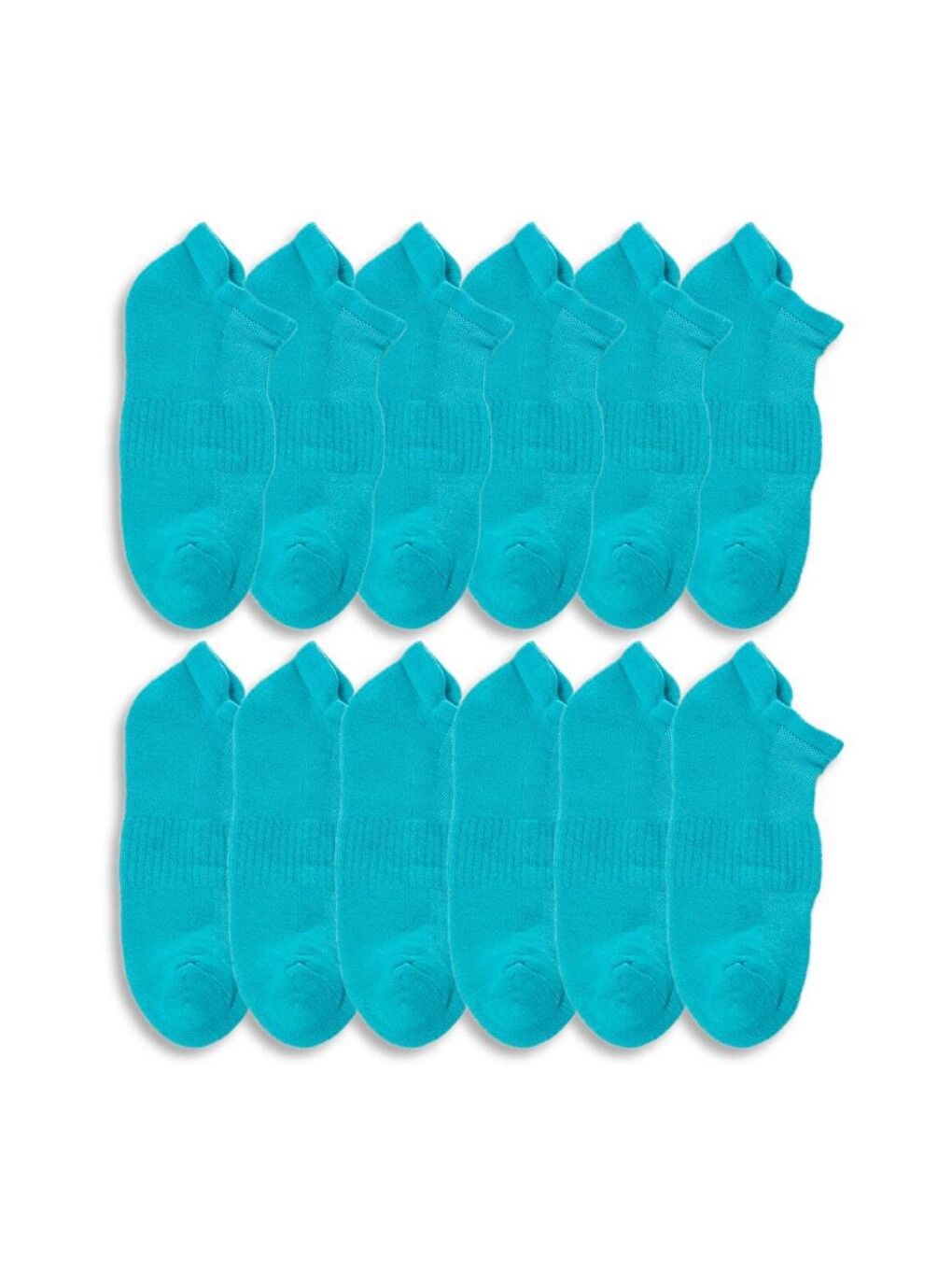 12'li Havlu Kafes Kadın Patik Çoraplar Turkuaz