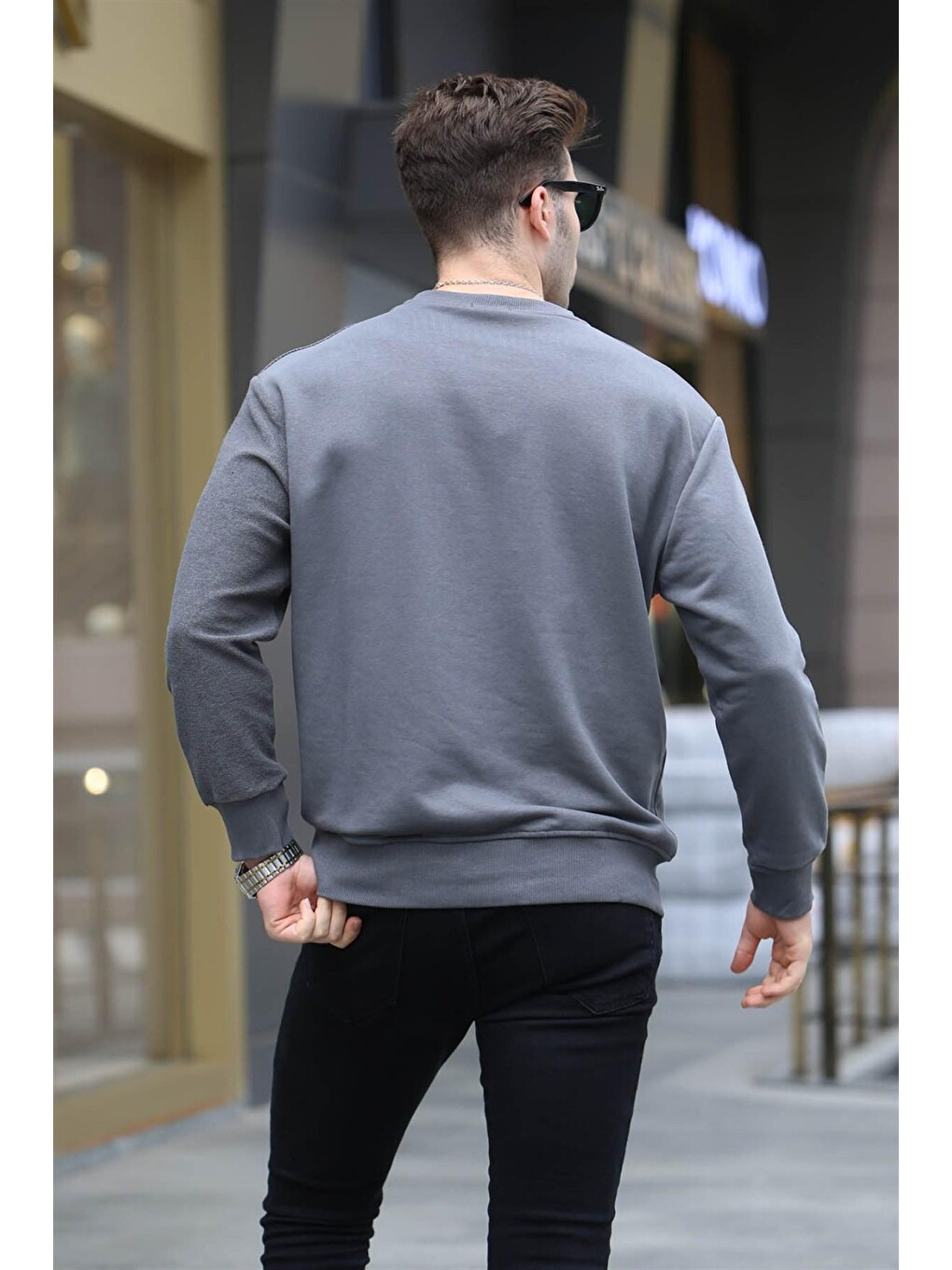 Gri Füme Basic Erkek Sweatshirt 6010-4