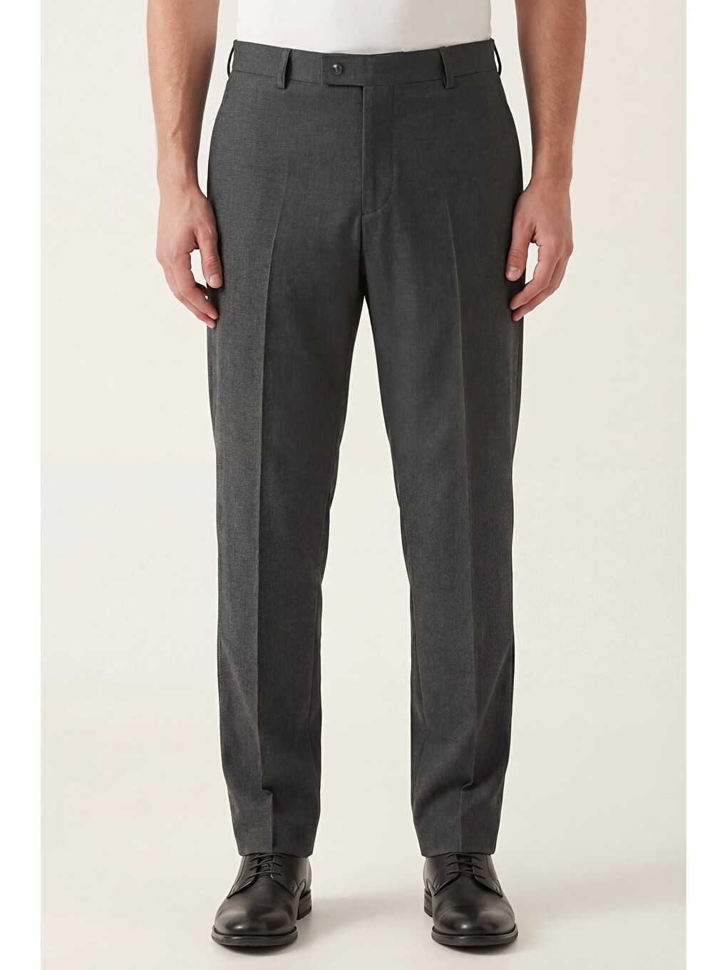 Giotelli Erkek Antrasit Dar Kesim Slim Fit %100 Yün Yan Cep Normal Bel Pantolon