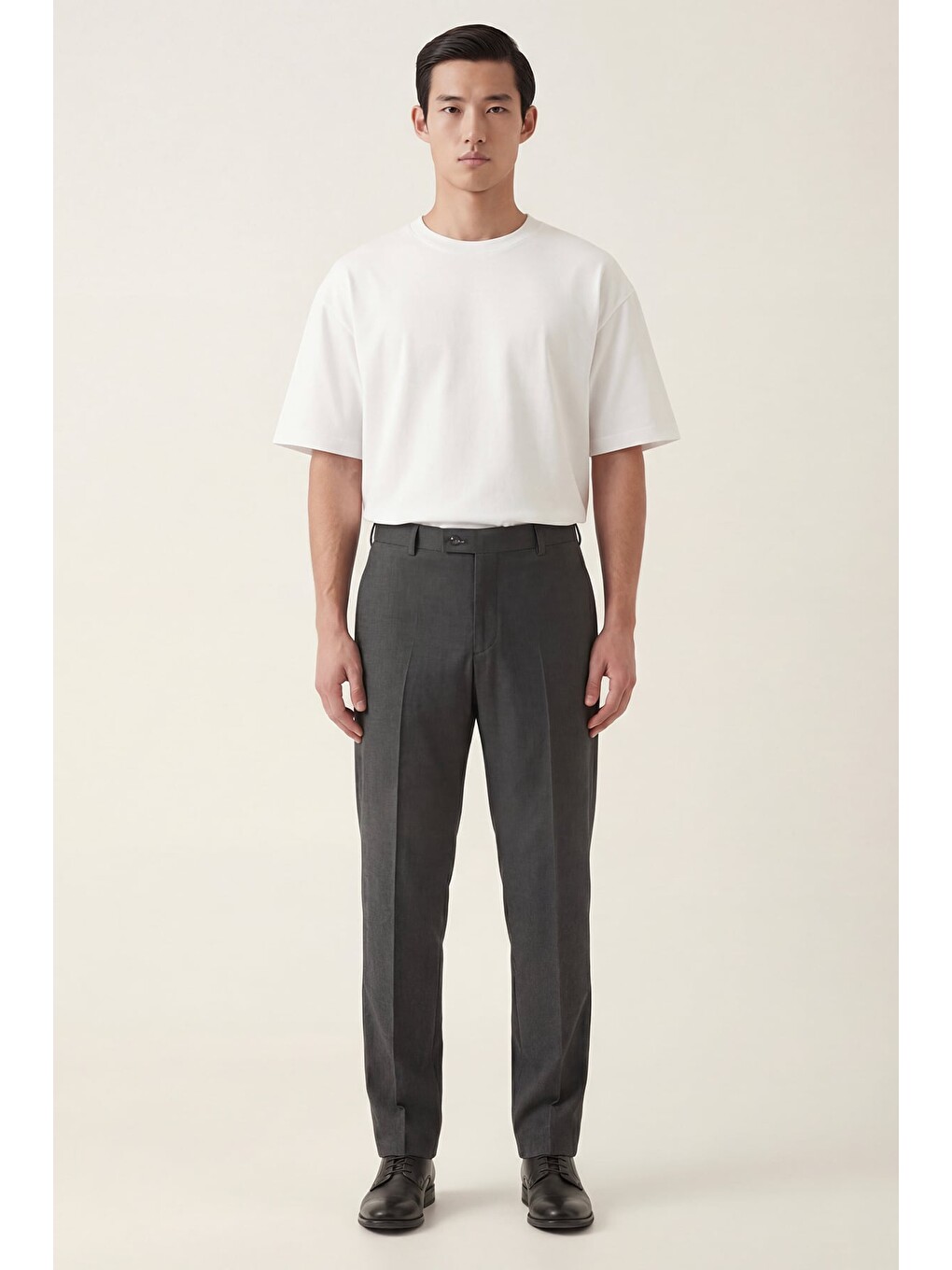 Giotelli Erkek Antrasit Dar Kesim Slim Fit %100 Yün Yan Cep Normal Bel Pantolon-1