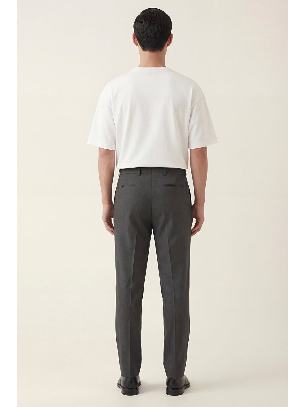 Giotelli Erkek Antrasit Dar Kesim Slim Fit %100 Yün Yan Cep Normal Bel Pantolon-3