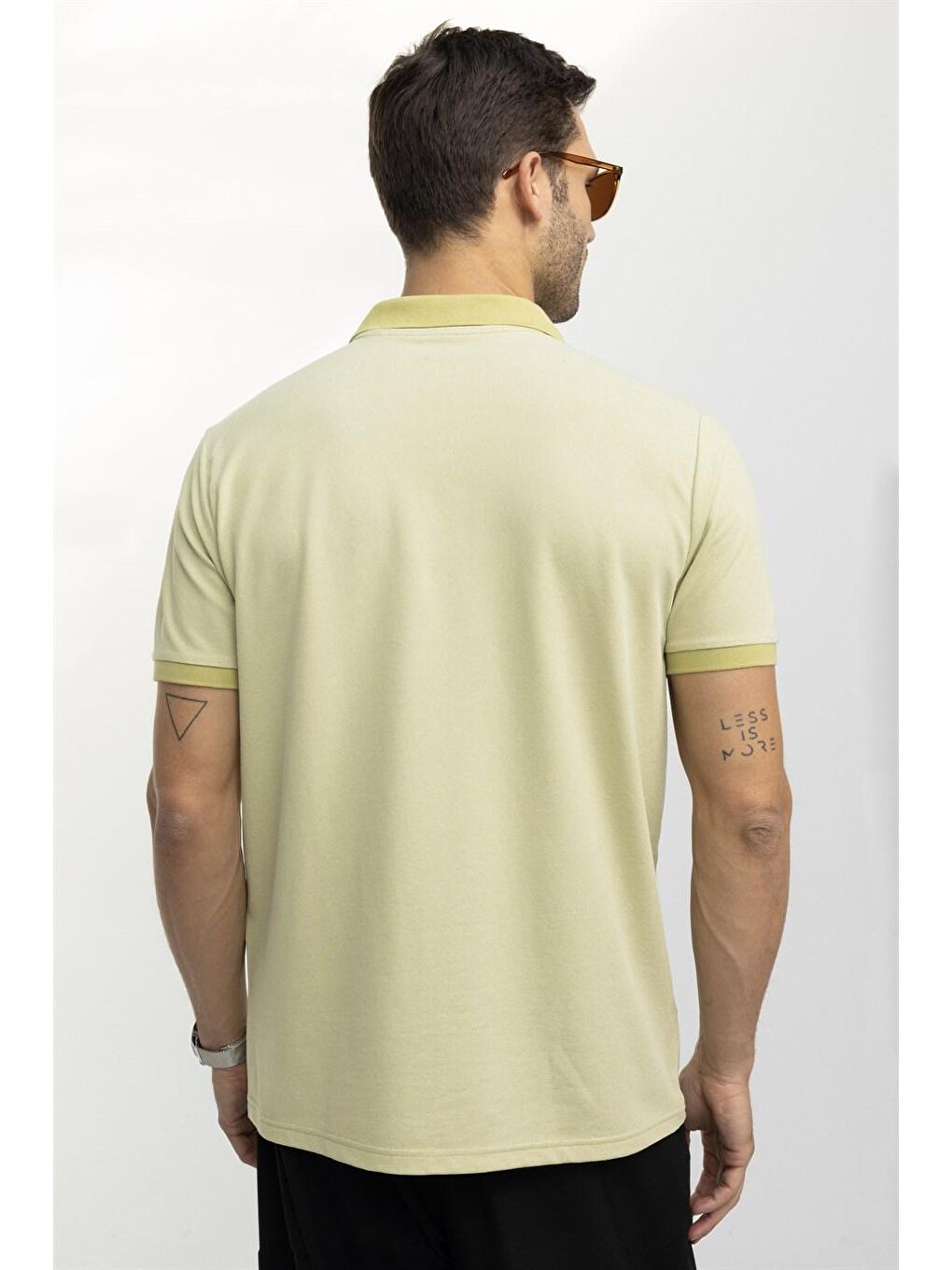 Erkek Polo Yaka Klasik Fit Düz Pamuklu Pike  Yeşil Tişört-3