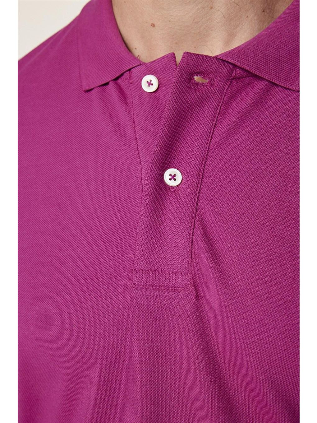 Erkek Slim Fit Dar Kesim %100 Pamuk Düz Pike Mor Polo Yaka Tişört-3