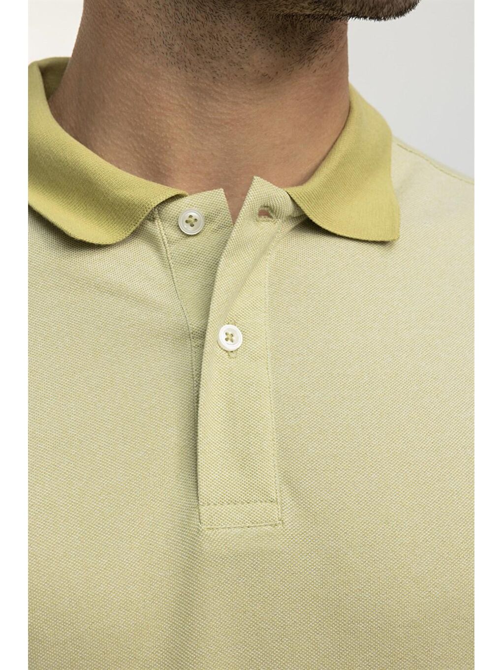 Erkek Polo Yaka Klasik Fit Düz Pamuklu Pike  Yeşil Tişört-4