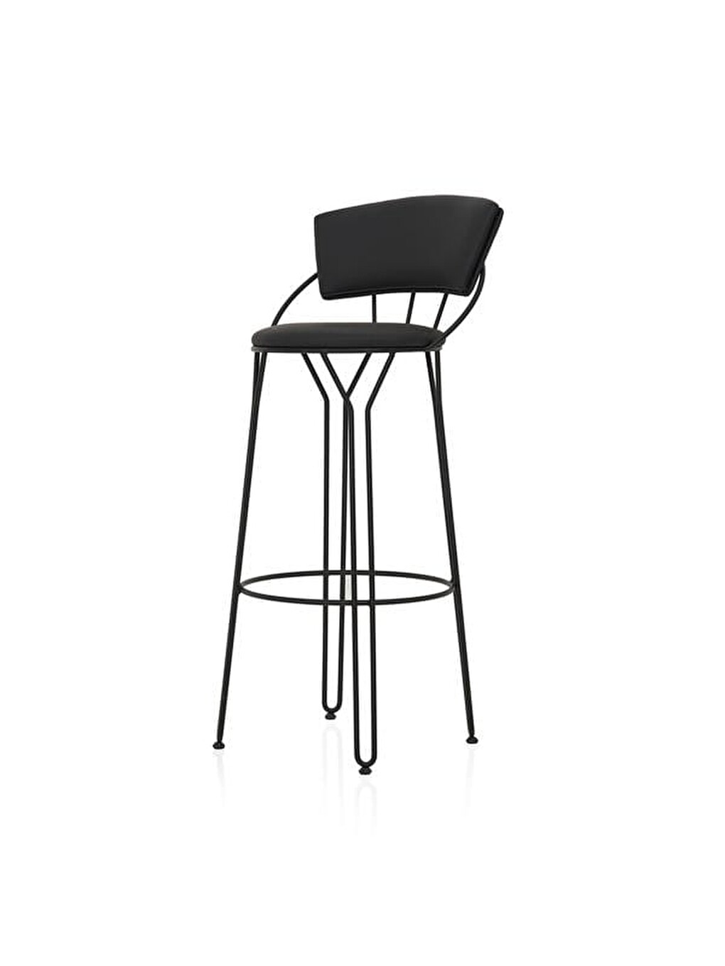 Modern Metal Bar Taburesi - Siyah-5