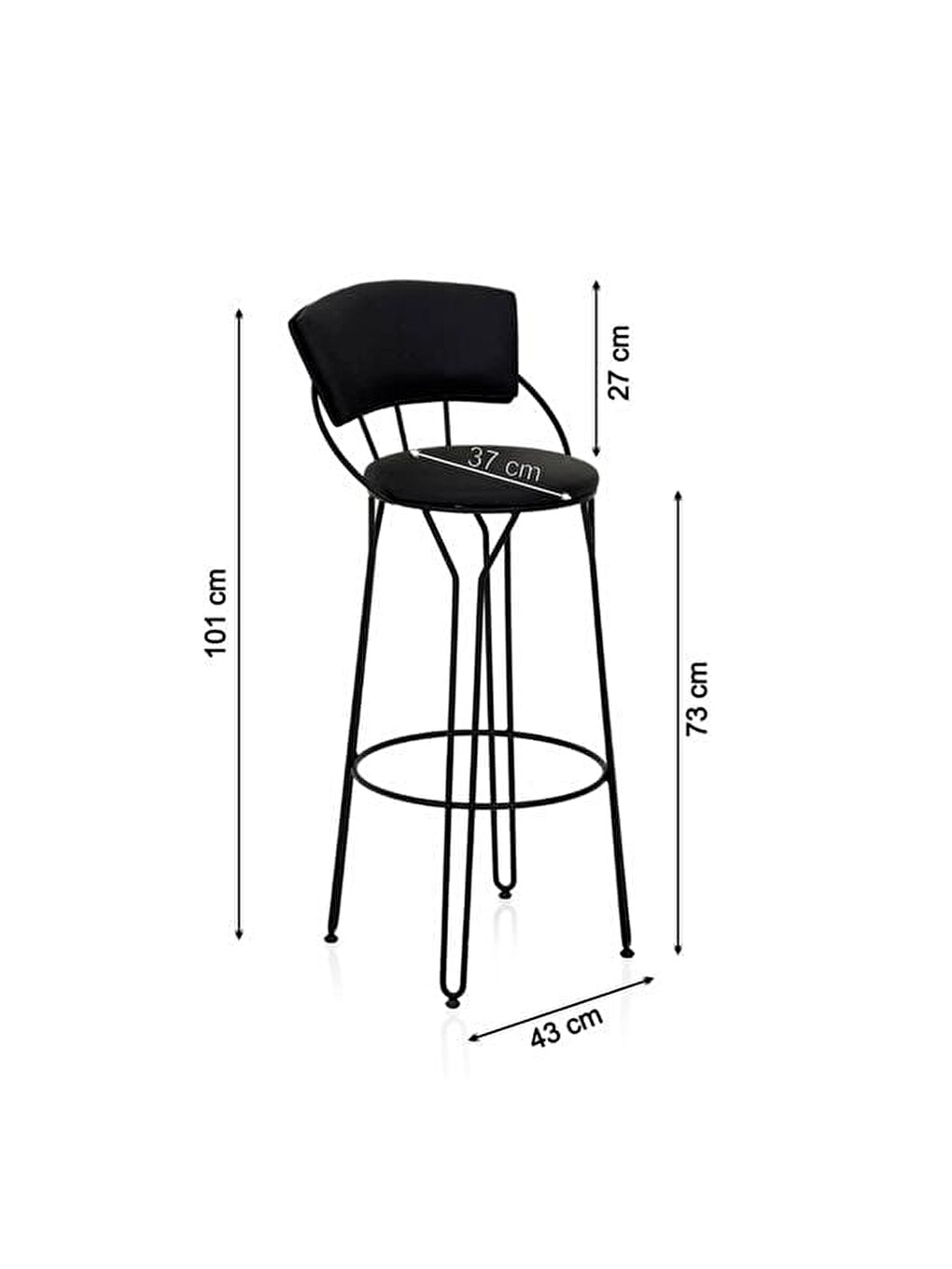 Modern Metal Bar Taburesi - Siyah-8
