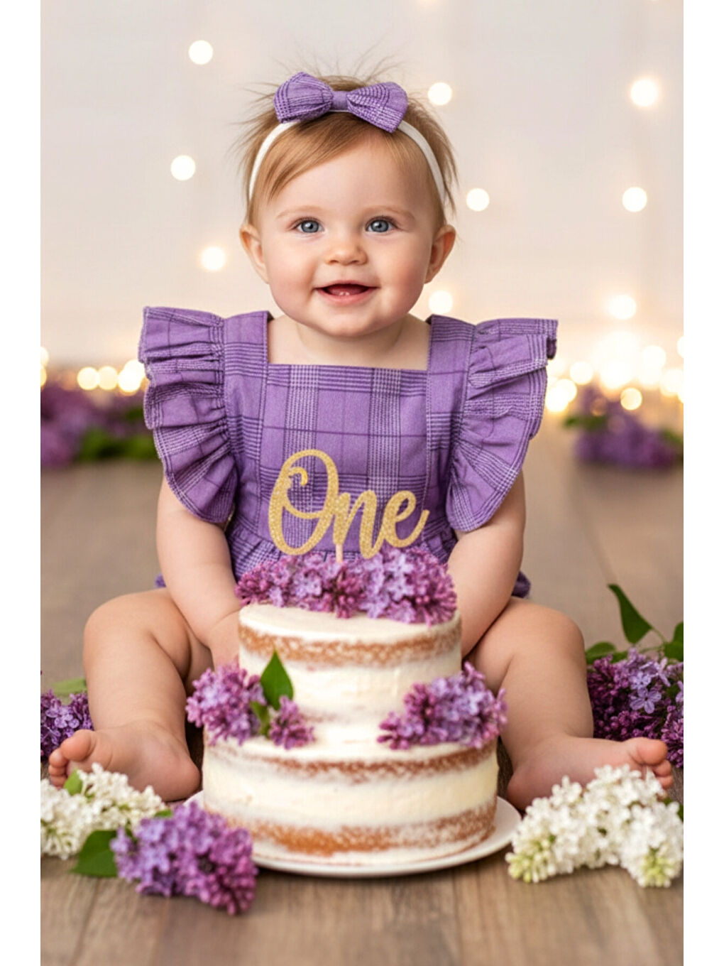 Kız Bebek Lila Kareli Salopet