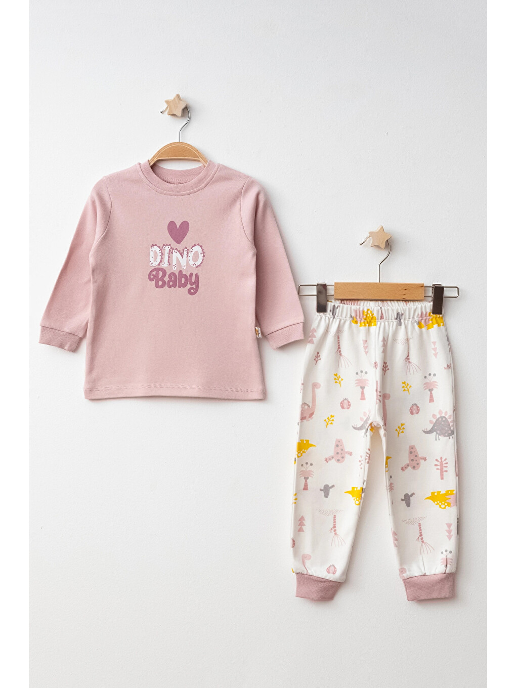 Pembe Dino Baby Baskılı Pamuklu Pijama Takımı 45166