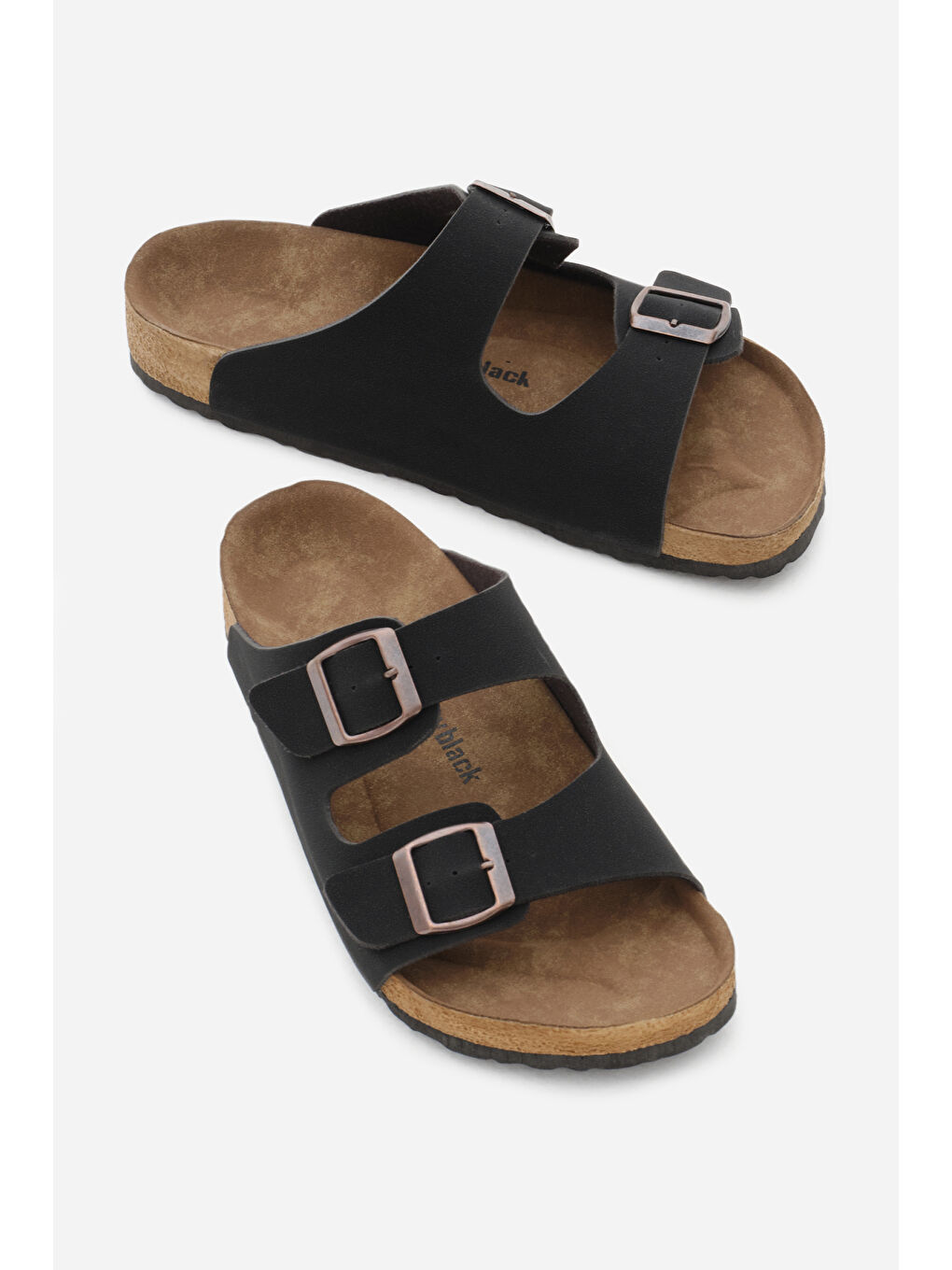 Unisex Siyah Poli Taban Çift Tokalı Ayarlamalı Terlik-2