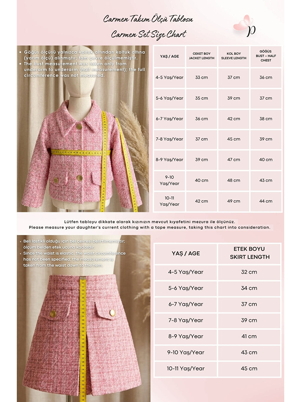 Pembe Kız Çocuk Tüvit Etek ve Ceket Takım-3