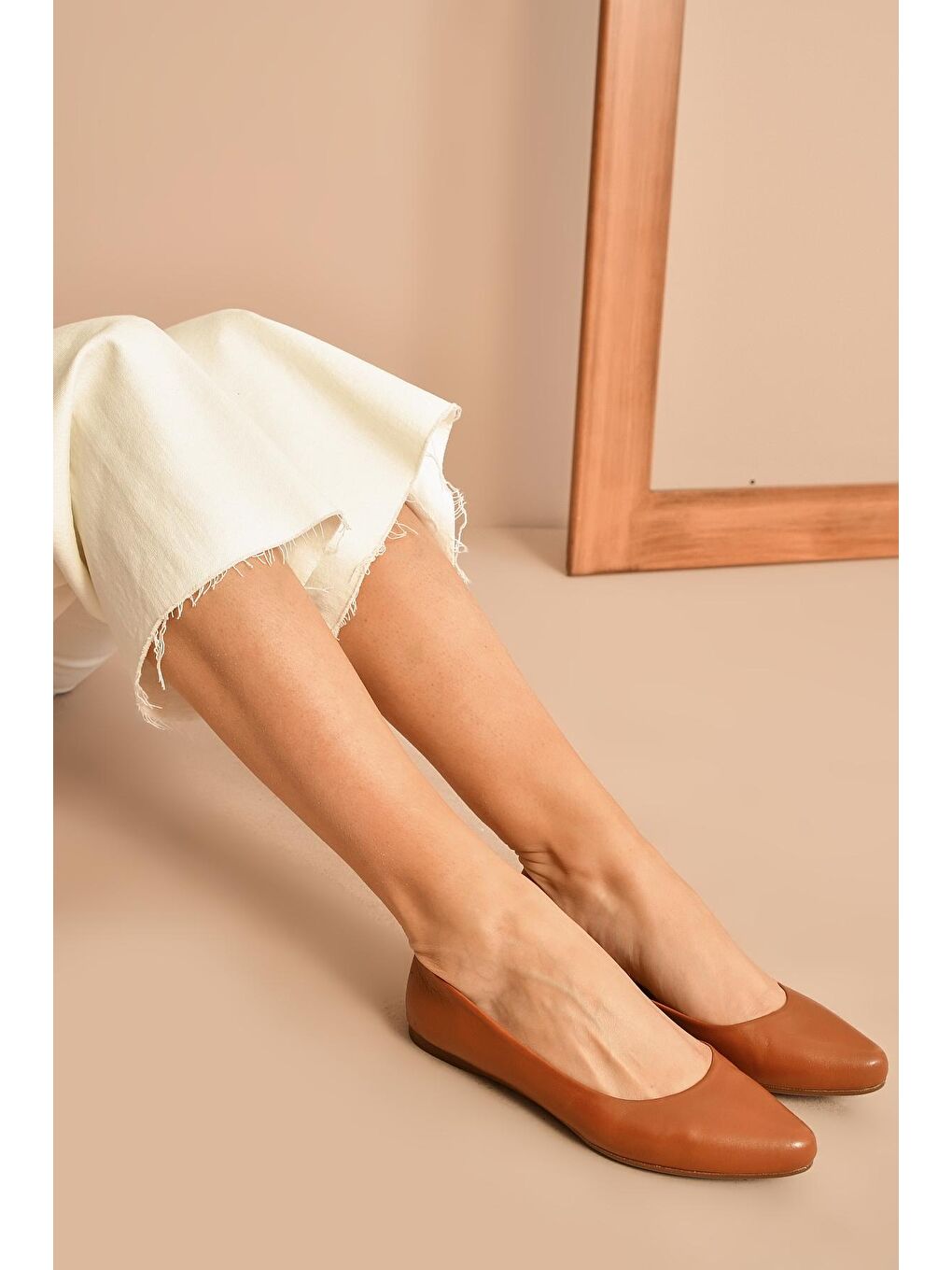 Kahverengi Kadın Hakiki Deri Babet 10319 4008 Taba-1