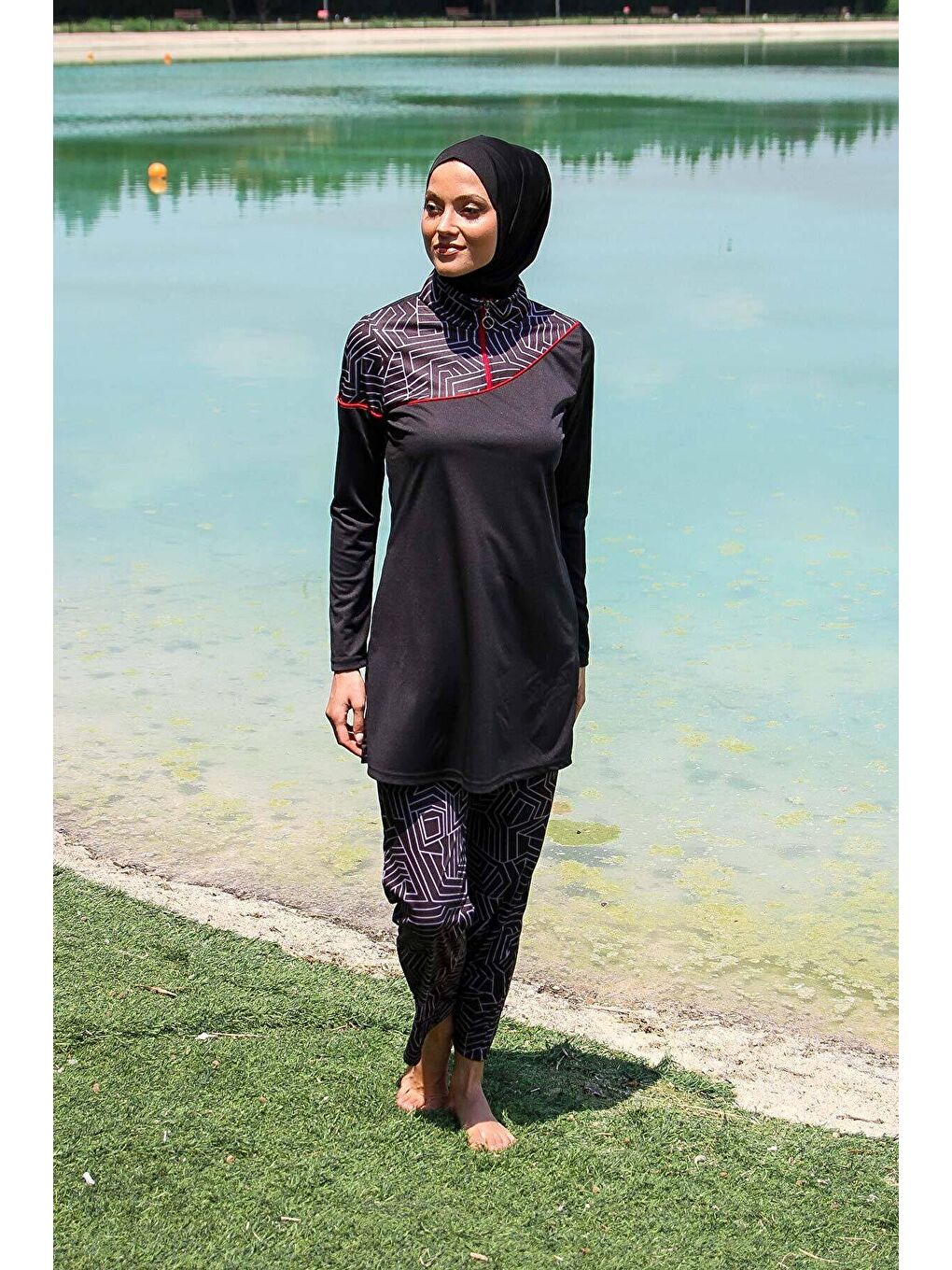 Siyah Tam Kapalı Tesettür Mayo R1117-2