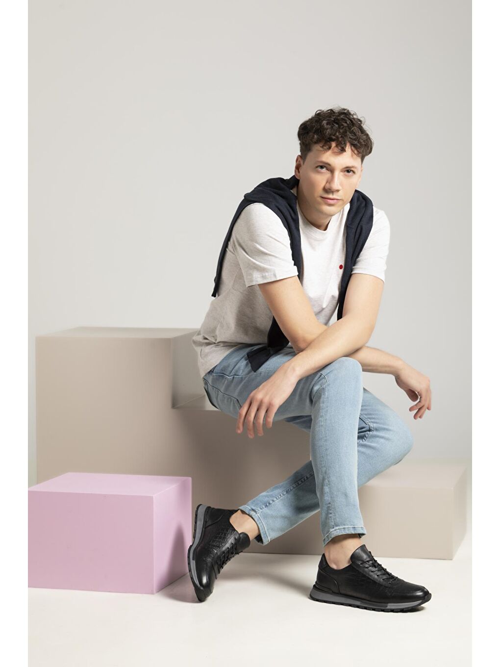 Erkek Hakiki Deri Sneaker 12371 241 5 Siyah-1