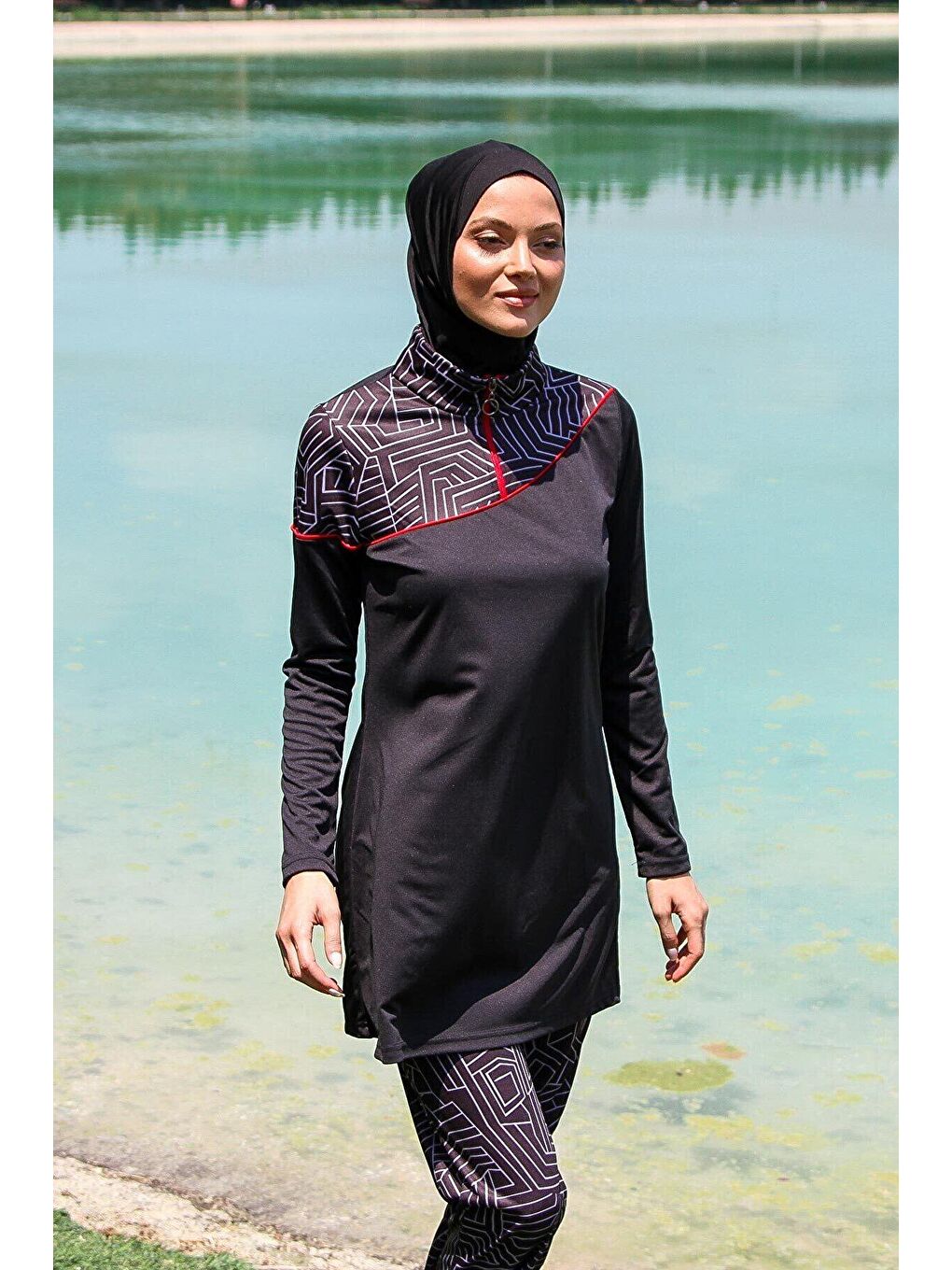 Siyah Tam Kapalı Tesettür Mayo R1117-3