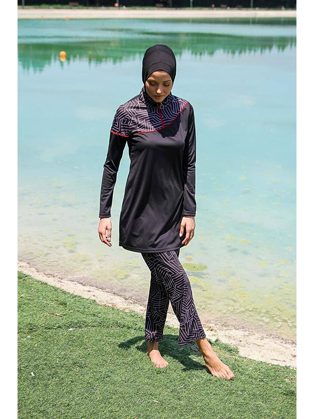 Siyah Tam Kapalı Tesettür Mayo R1117-4