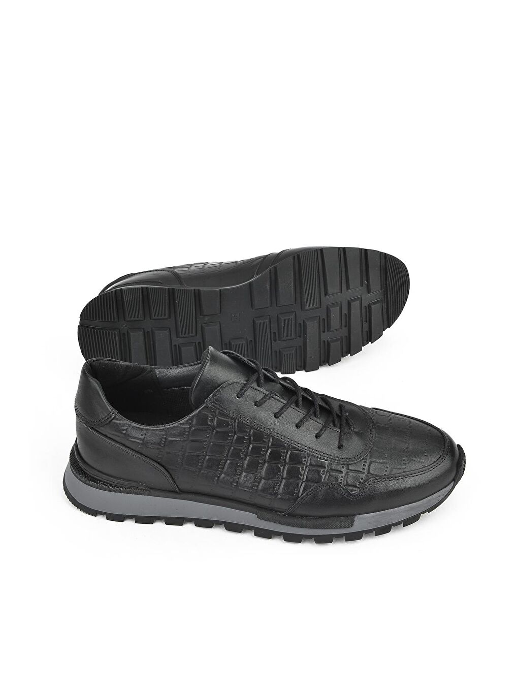 Erkek Hakiki Deri Sneaker 12371 241 5 Siyah-5