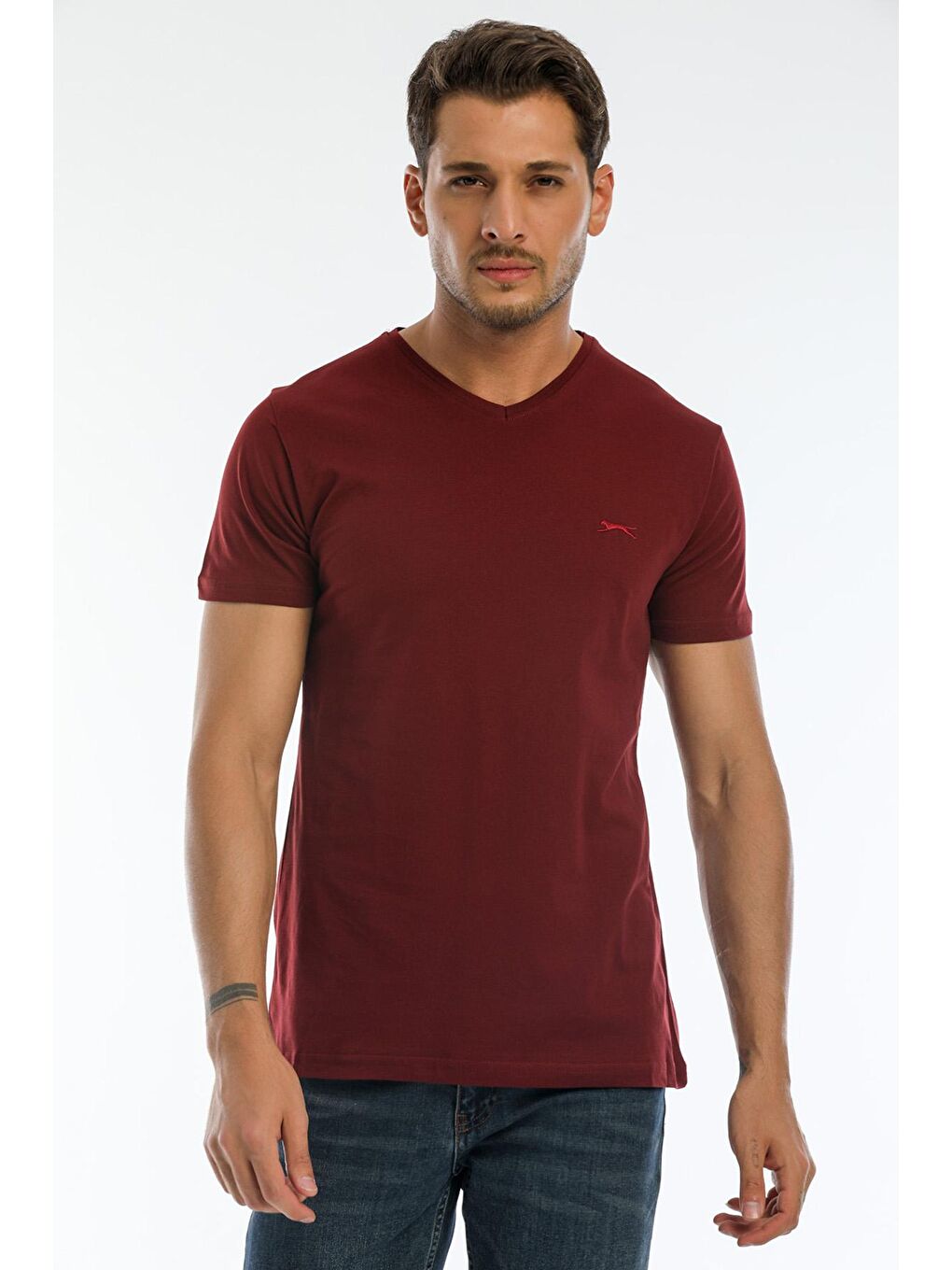 SLAZENGER Bordo SARGON KTN Erkek T-Shirt Bordo