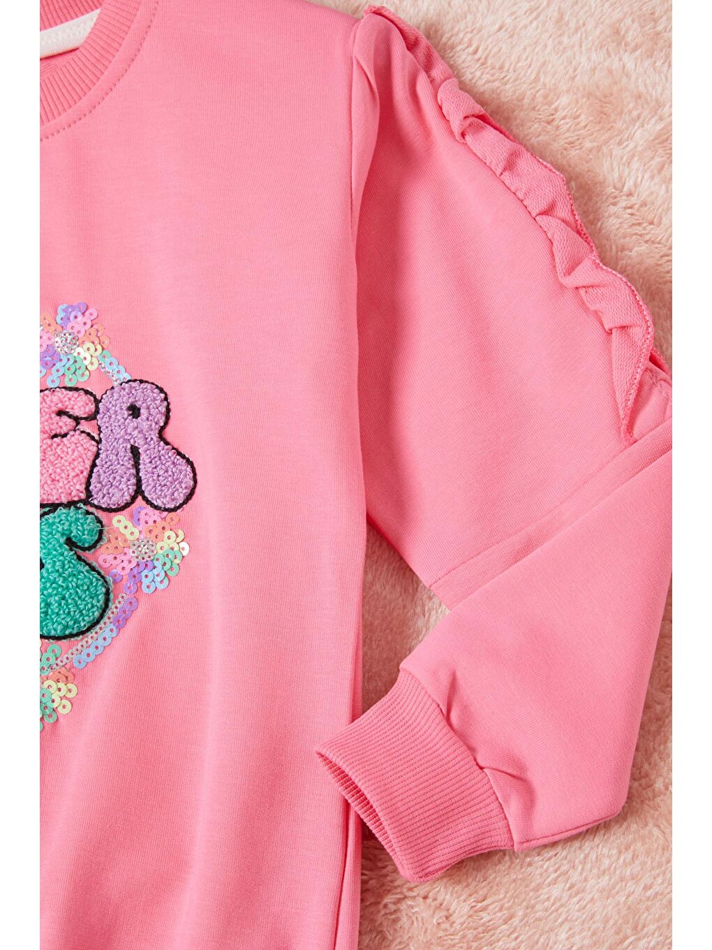 Pembe Summer Yazı Nakışlı Kız Çocuk Sweatshirt 16583-2
