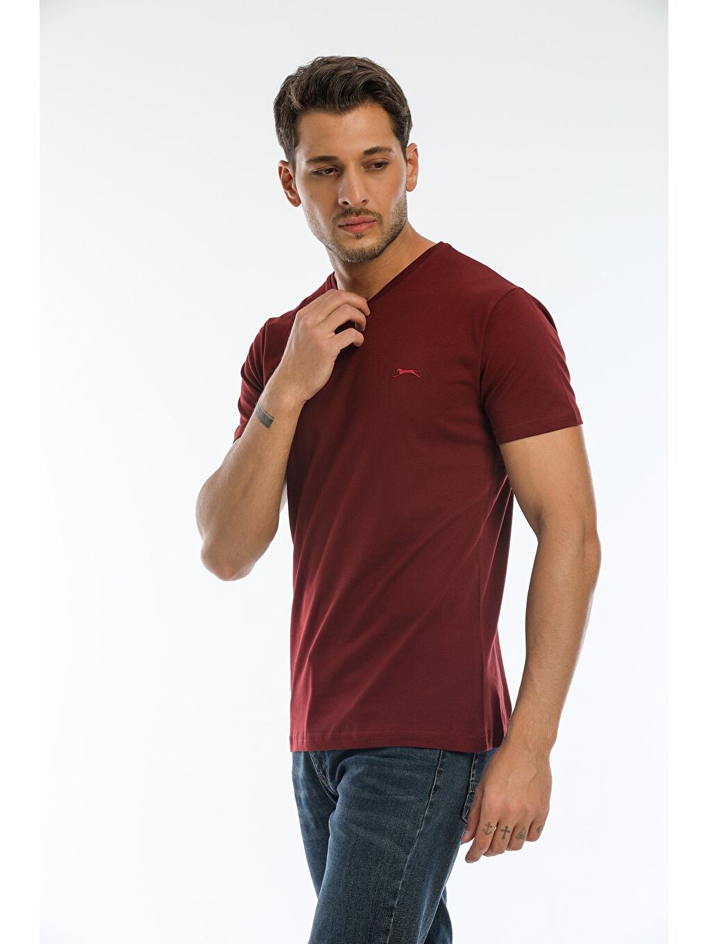 SLAZENGER Bordo SARGON KTN Erkek T-Shirt Bordo - 1