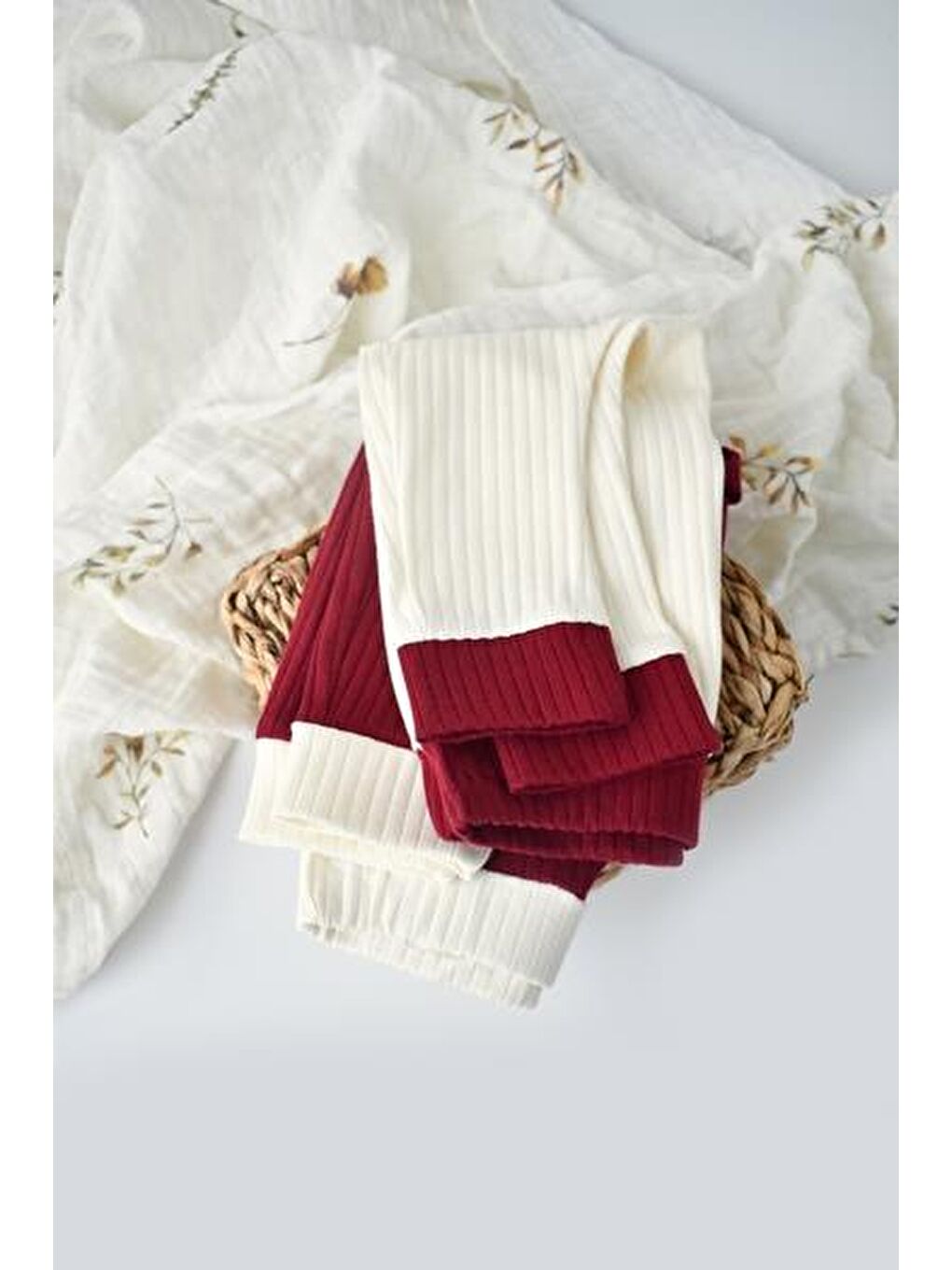 Kırmızı Ribana 2'li Tayt Pantolon csyr4001-4